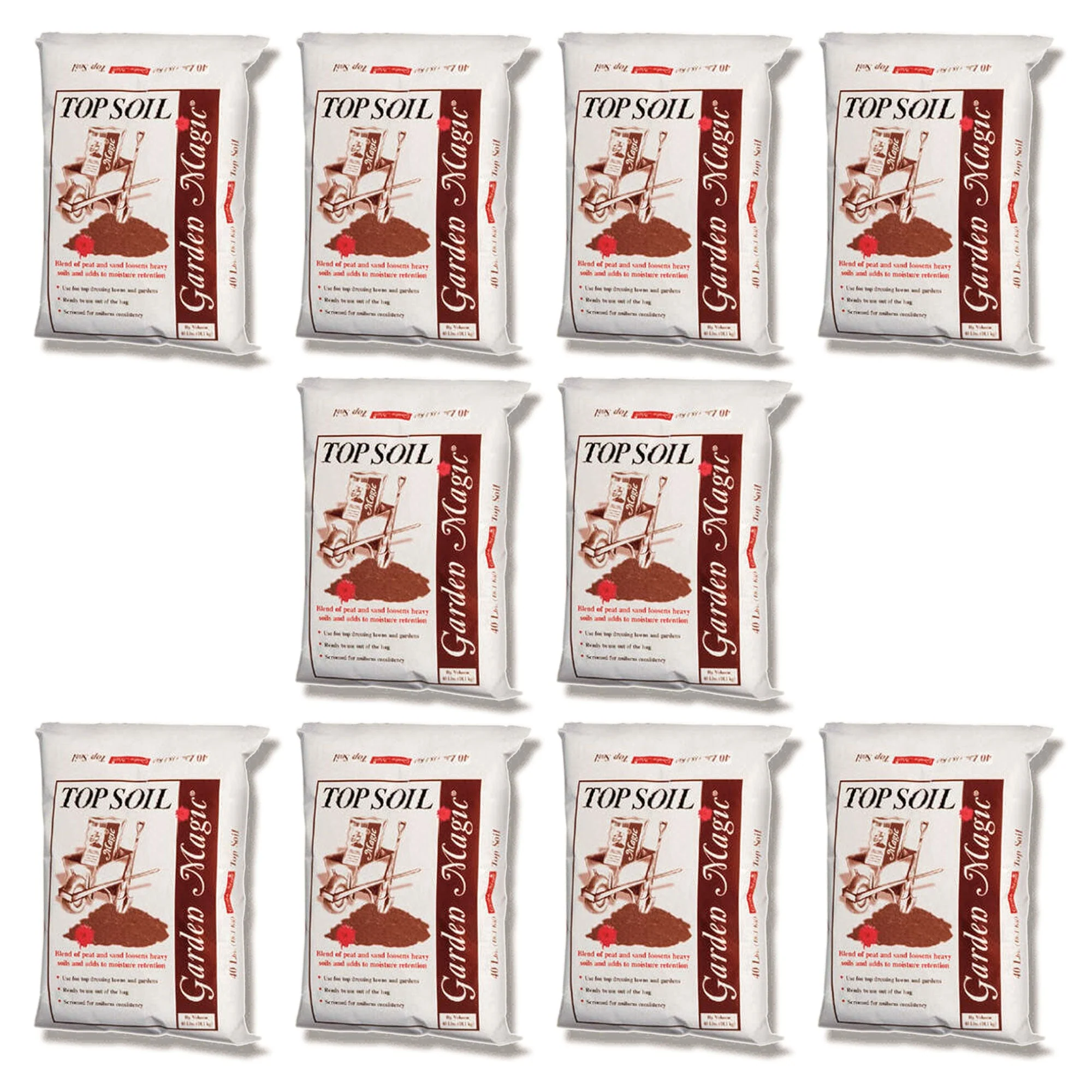 Michigan Peat Garden Magic Organic Planting Potting Soil, 40 Pound Bag (10 Pack)