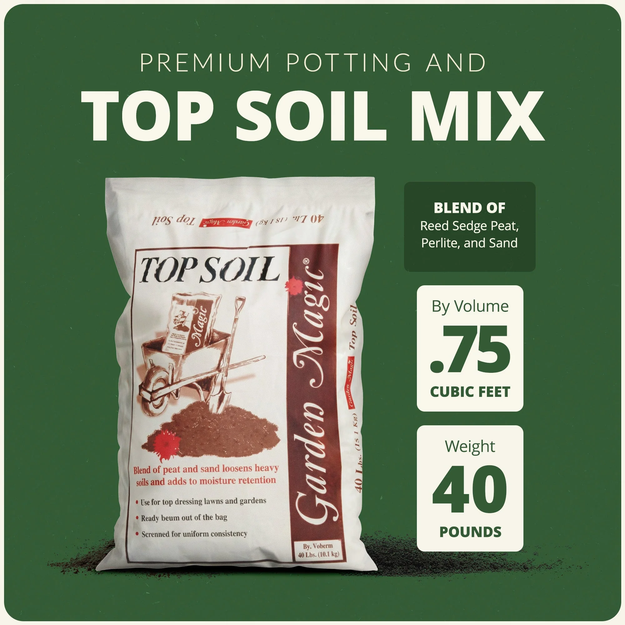 Michigan Peat Garden Magic Organic Planting Potting Top Soil Blend, 40 Pound Bag - Image 2
