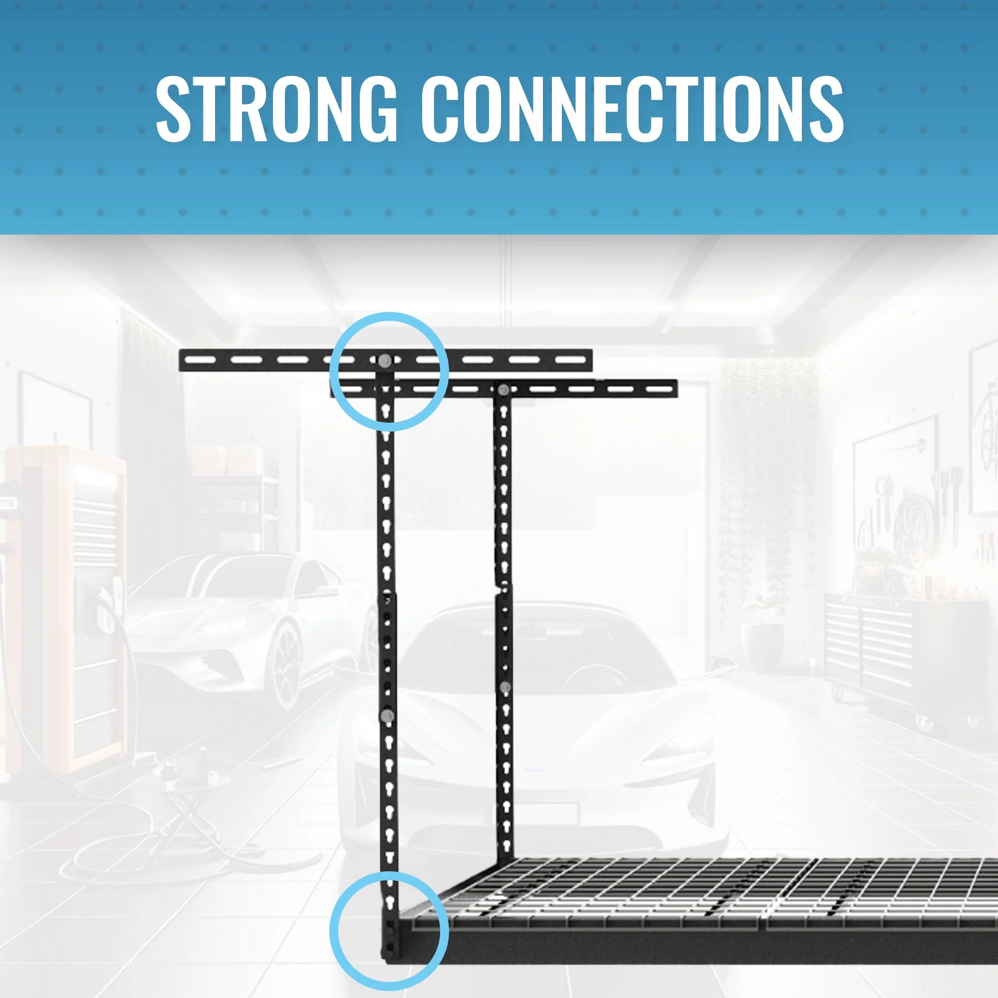 MonsterRax 4'x8' Overhead Garage Storage Rack Holds Up to 500 Pounds, Hammertone - Image 4