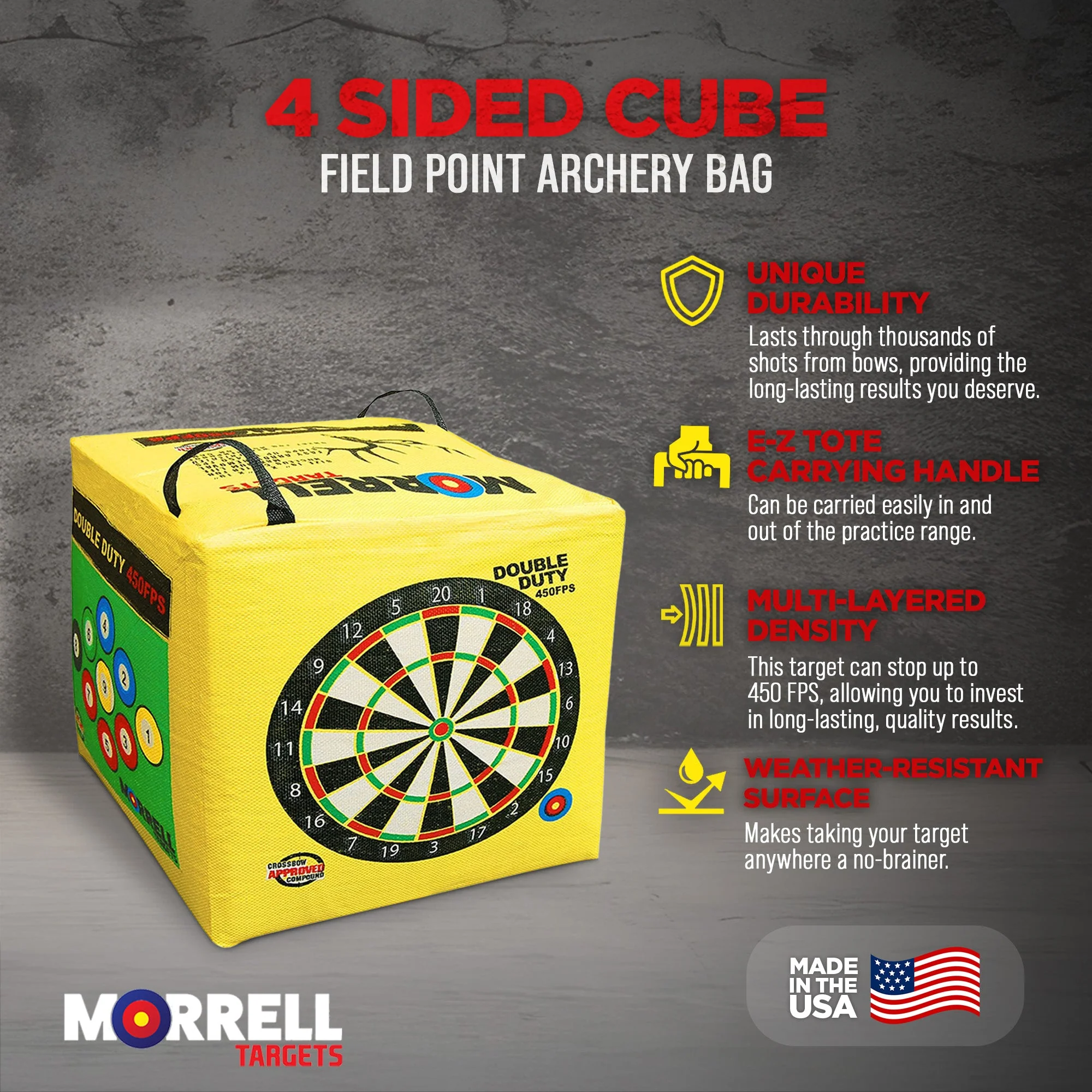Morrell Double Duty 450 FPS 4 Sided Cube Field Point Archery Bag Target, 4 Pack - Image 4