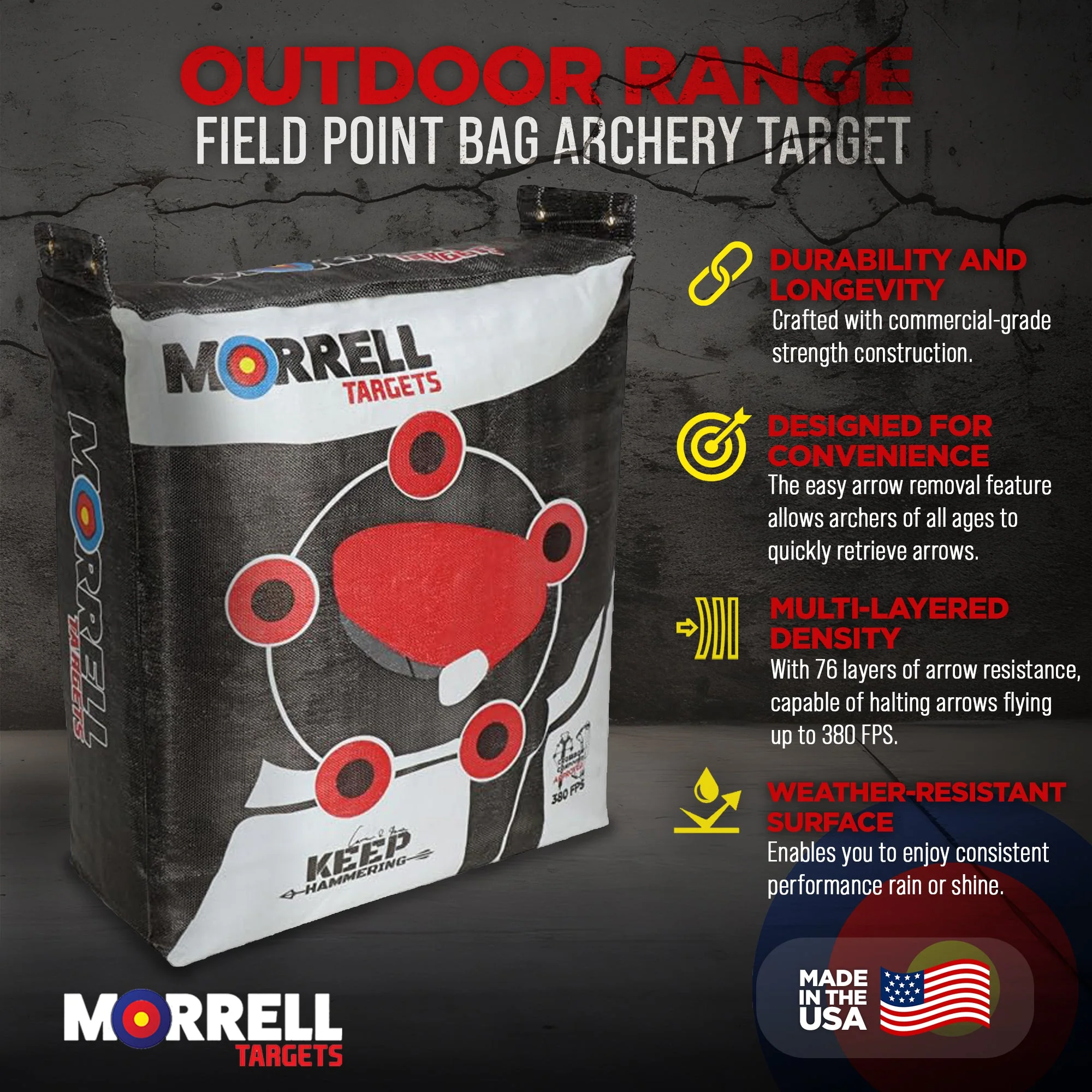Morrell Outdoor Keep Hammering 54Lb Adult Field Point Archery Bag Target, 2 Pack - Image 4