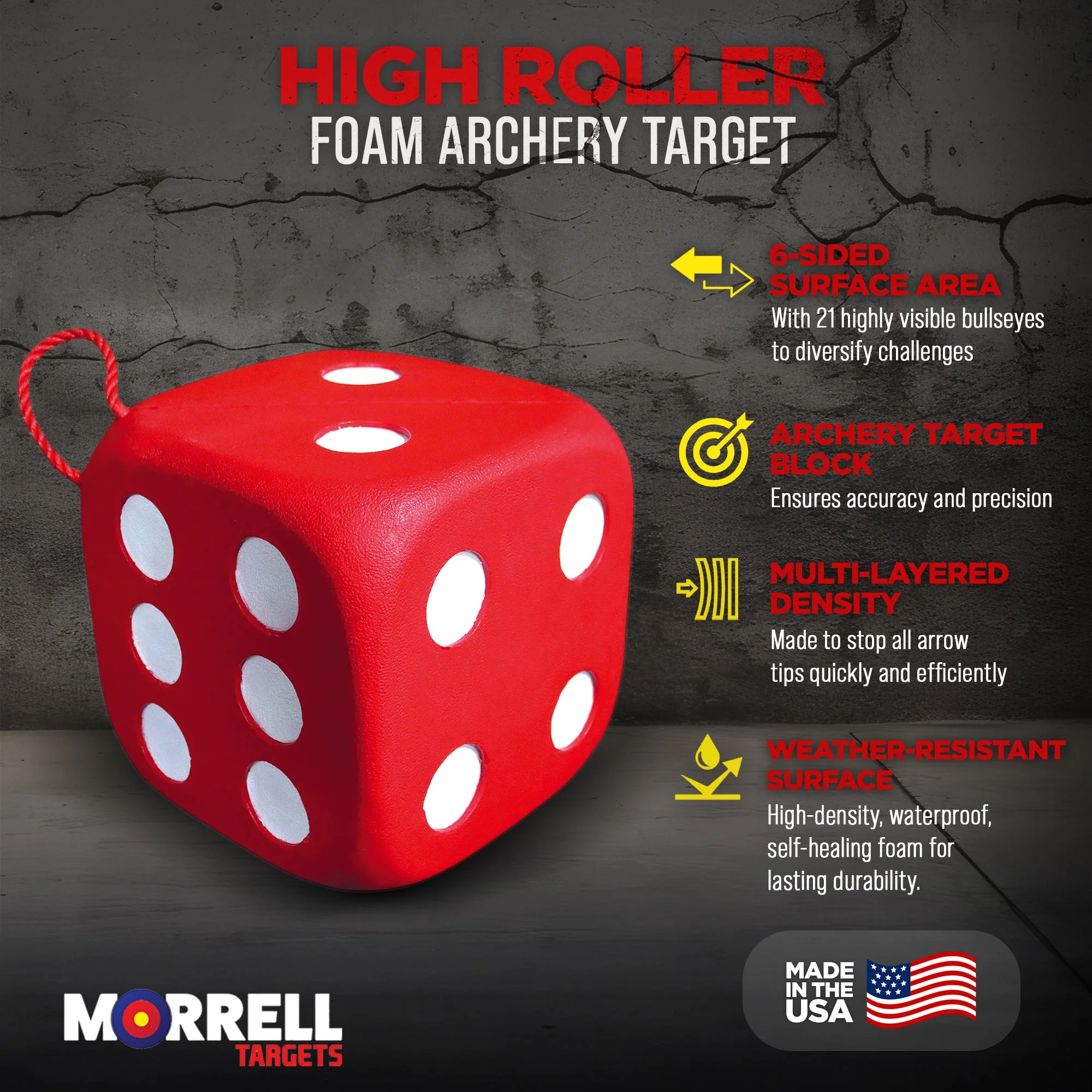 Morrell Targets High Roller Foam 6 Sided 21 Combo Archery Target, 4 Pack, Red - Image 4
