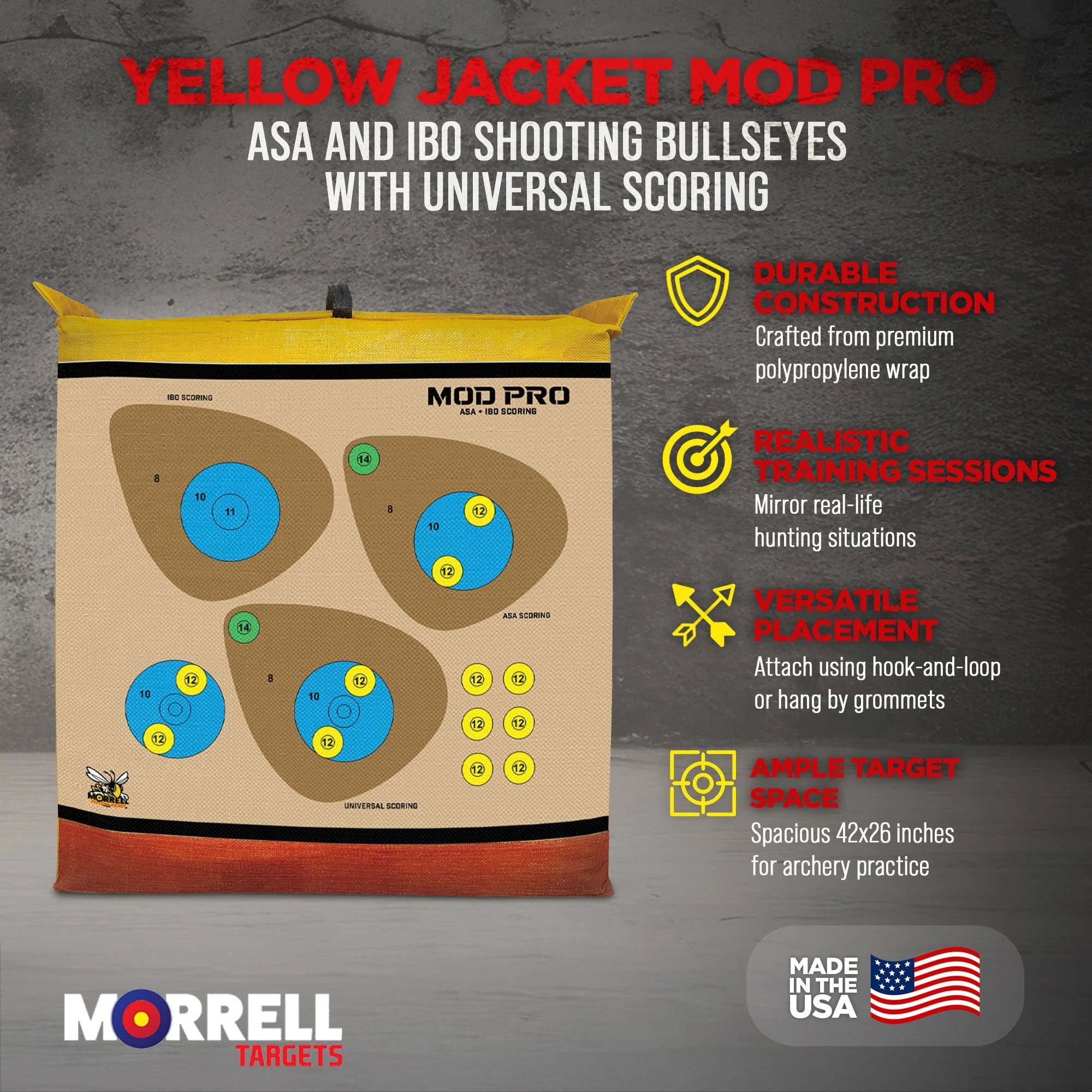 Morrell Yellow Jacket MOD Pro ASA & IBO Shooting Bullseyes with Scoring, 2 Pack - Image 8