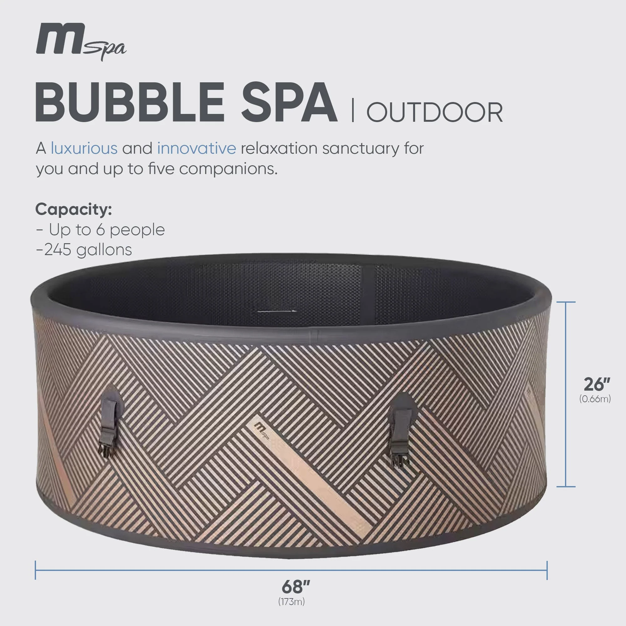 MSpa Round Inflatable 4 to 6 Person Bubble Spa w/ Energy Efficient Cover, Mono - Image 4