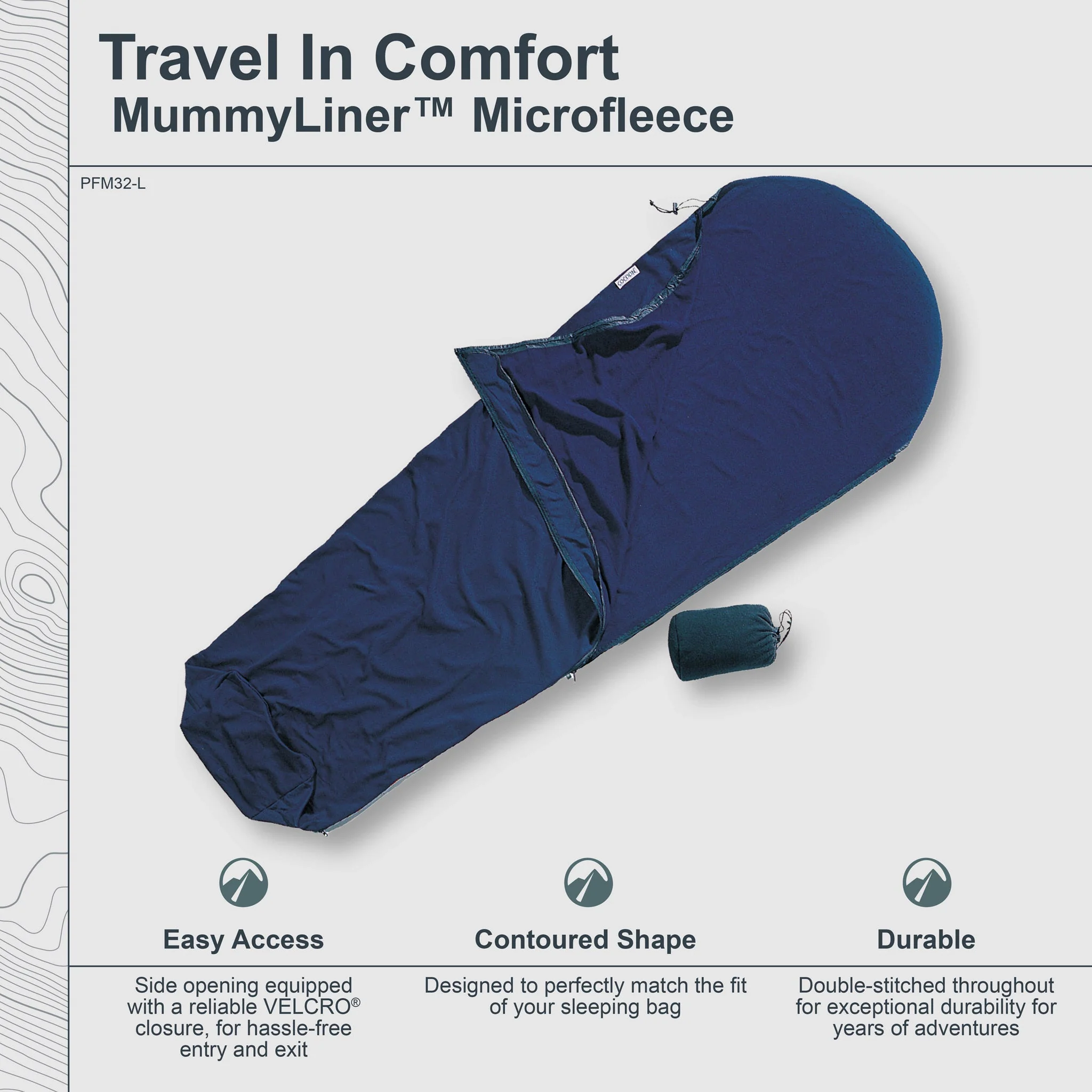 MummyLiner™ Microfleece - Dark Petrol - Left Side Zipper - Image 2