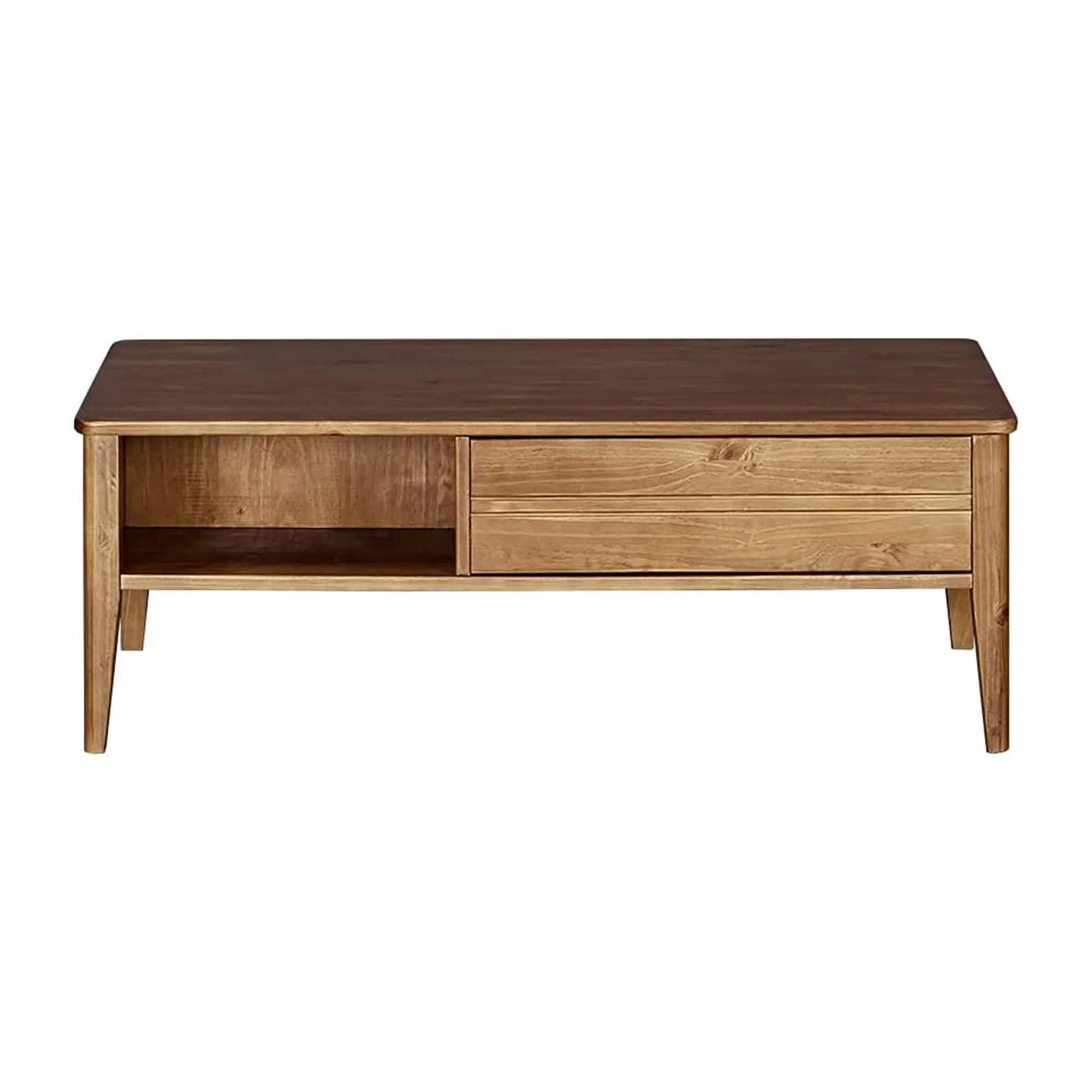 MUSEHOMEINC Mid Century Modern Rectangular Coffee Table with Drawer, Honey Brown - Image 3