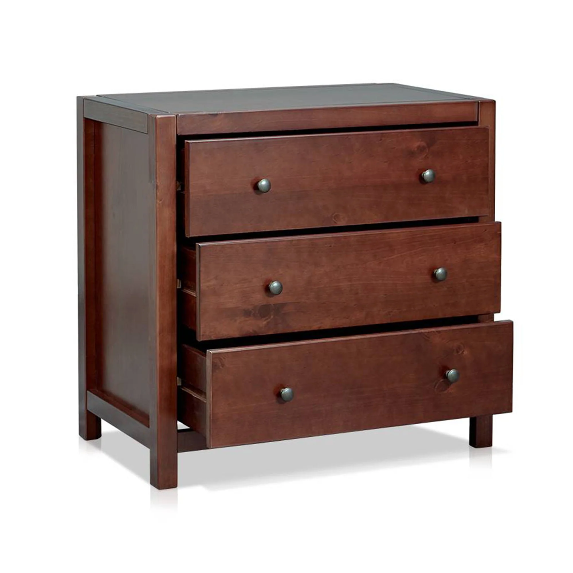 MUSEHOMEINC Rustic Solid Wood 3 Drawer Storage Dresser Nightstand, Espresso - Image 2