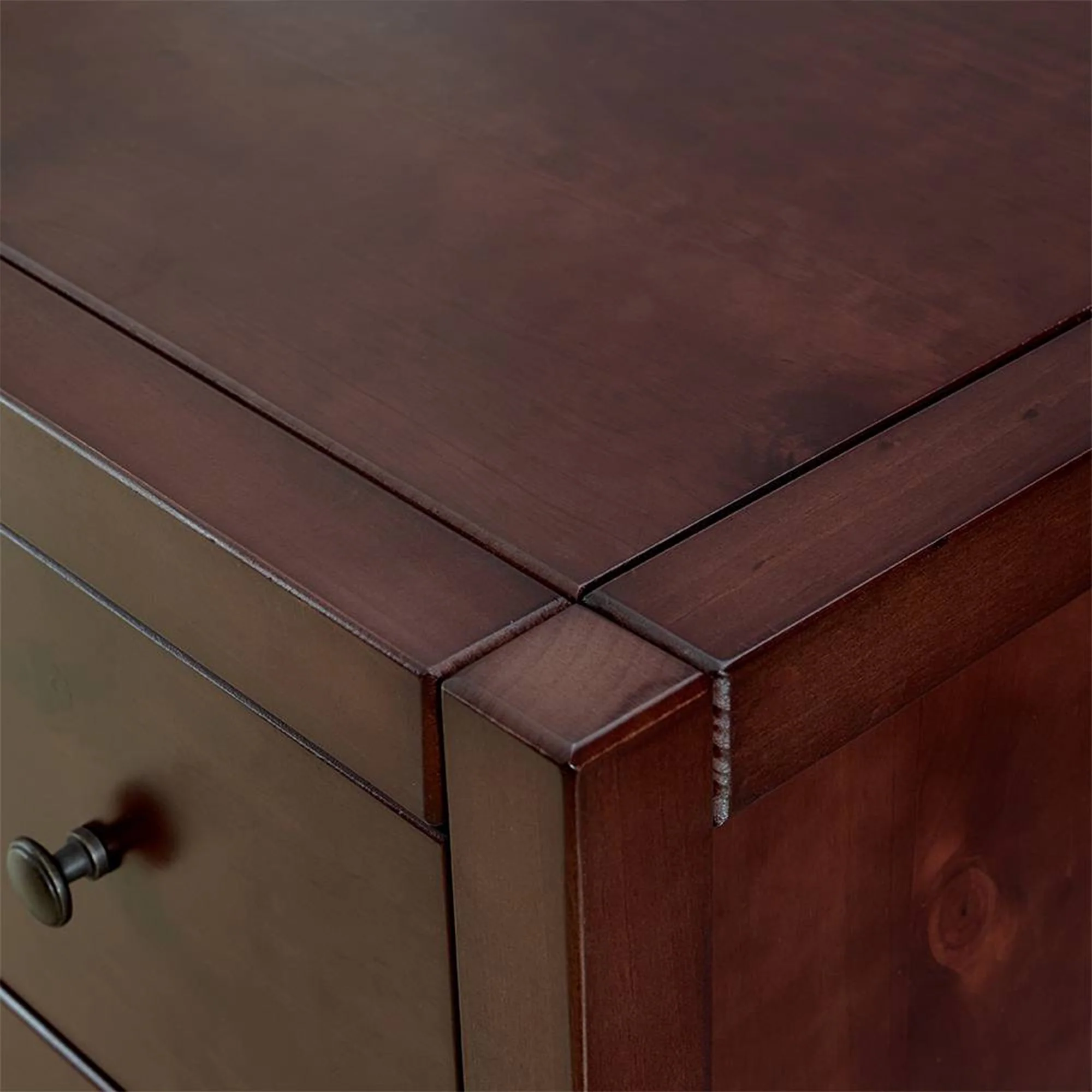 MUSEHOMEINC Rustic Solid Wood 3 Drawer Storage Dresser Nightstand, Espresso - Image 4