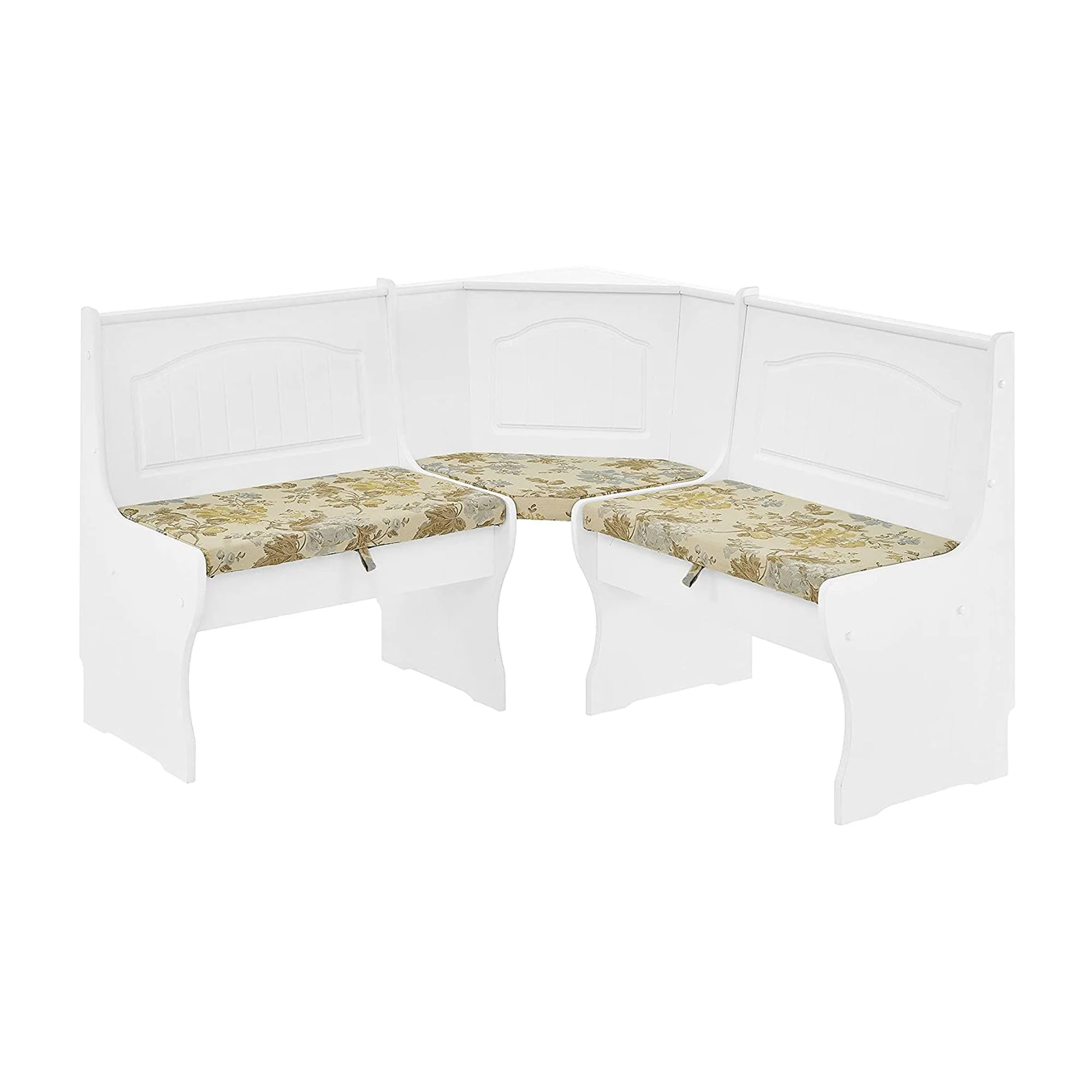 MUSEHOMEINC Traditional 3 Piece Solid Wood Nook Dining Table Set w/ Bench, White - Image 3