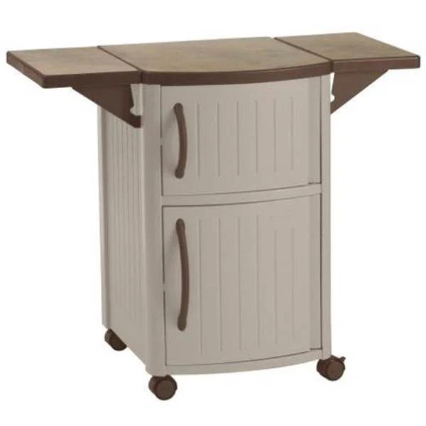 New Suncast Portable Outdoor Patio Prep Serving Station Table & Cabinet (2 Pack) - Image 4