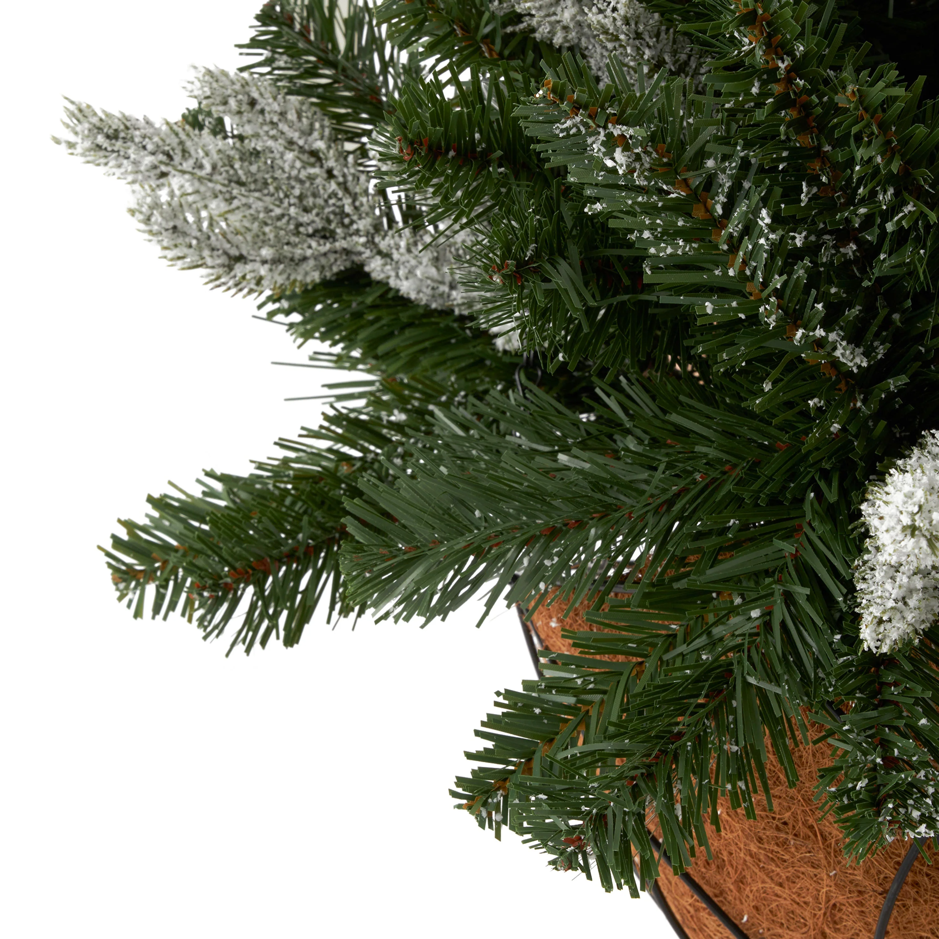 NOMA 24 Inch Evergreen Prelit Vienna Hanging Basket Indoor Outdoor Holiday Decor - Image 5