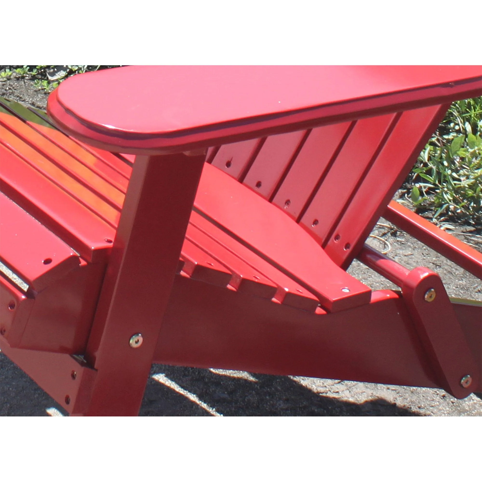 Northbeam Outdoor Portable Foldable Wooden Adirondack Deck Lounge Chair, Red - Image 7