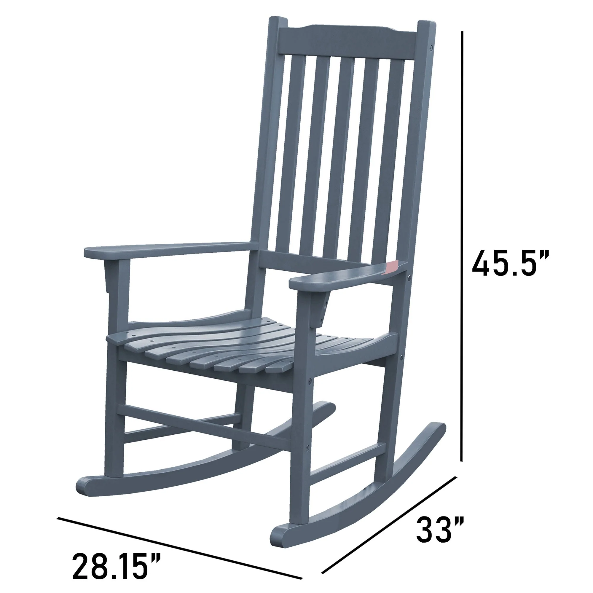 Northbeam Solid Acacia Hardwood Outdoor Patio Slatted Back Rocking Chair, Grey - Image 8