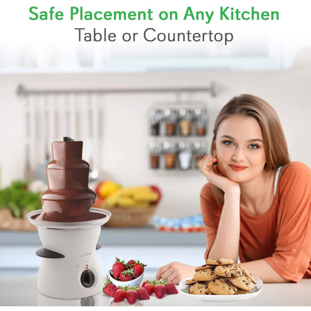 NutriChef 16oz 3 Tier Electric Countertop Fondue Maker Fountain Chocolate Melter - Image 5