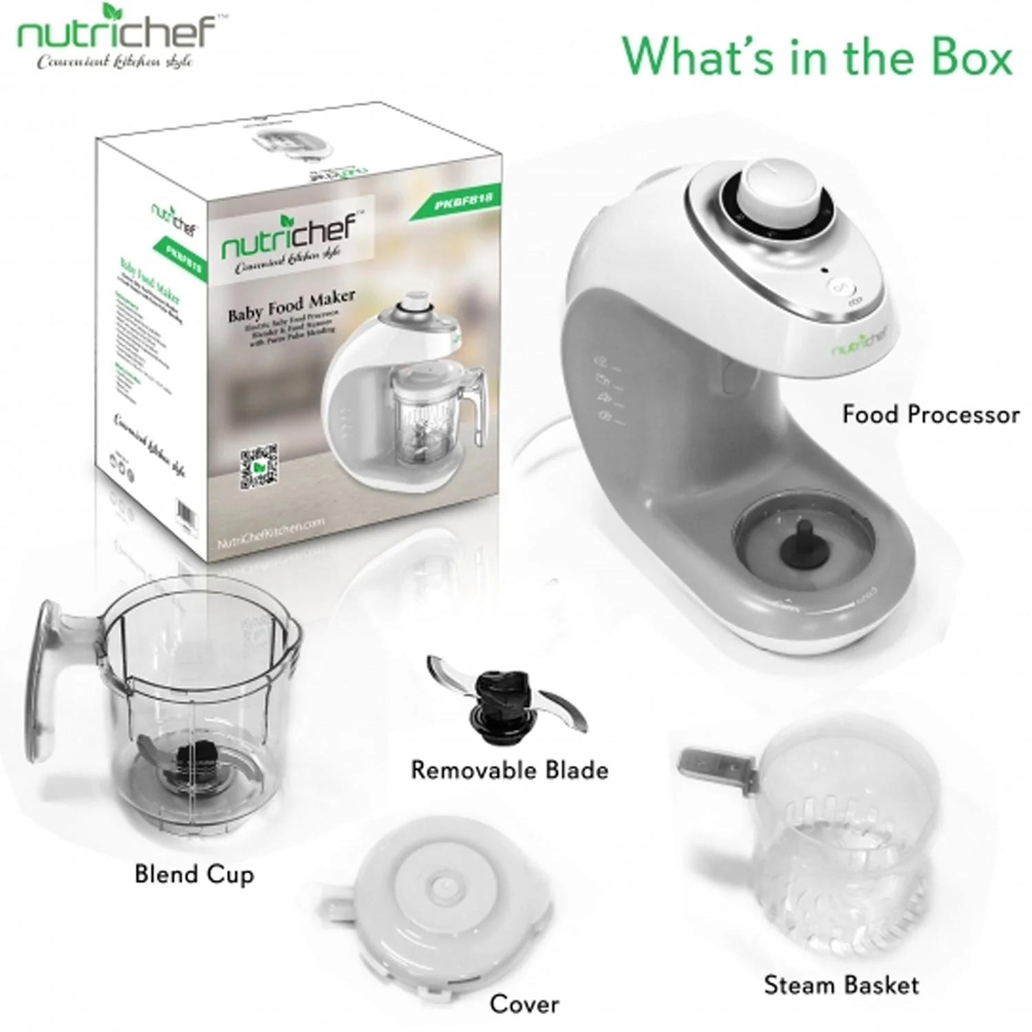 NutriChef Electric Baby Food Maker Puree Food Processor, Blender, and Steamer - Image 2
