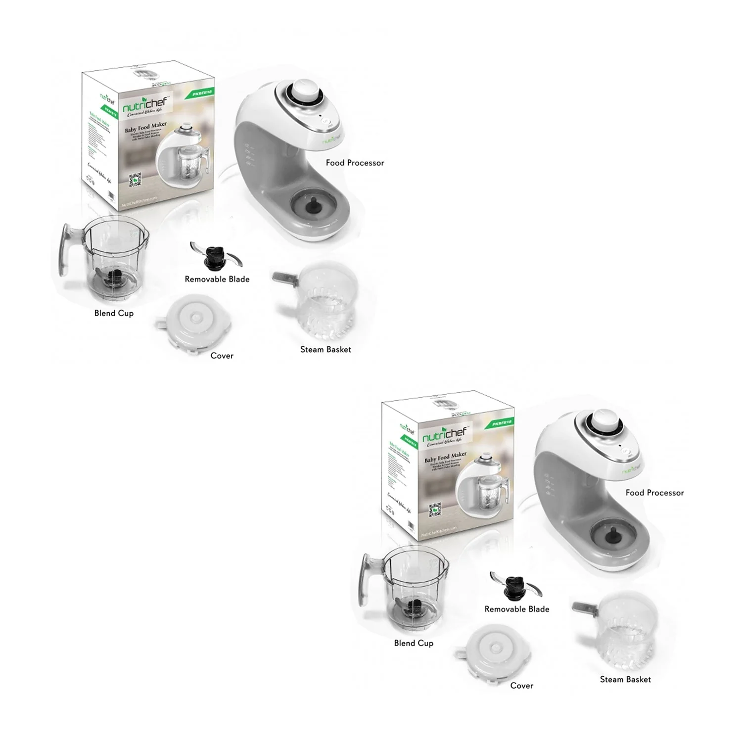 NutriChef Electric Baby Food Maker Puree Food Processor Blender Steamer (2 Pack) - Image 8