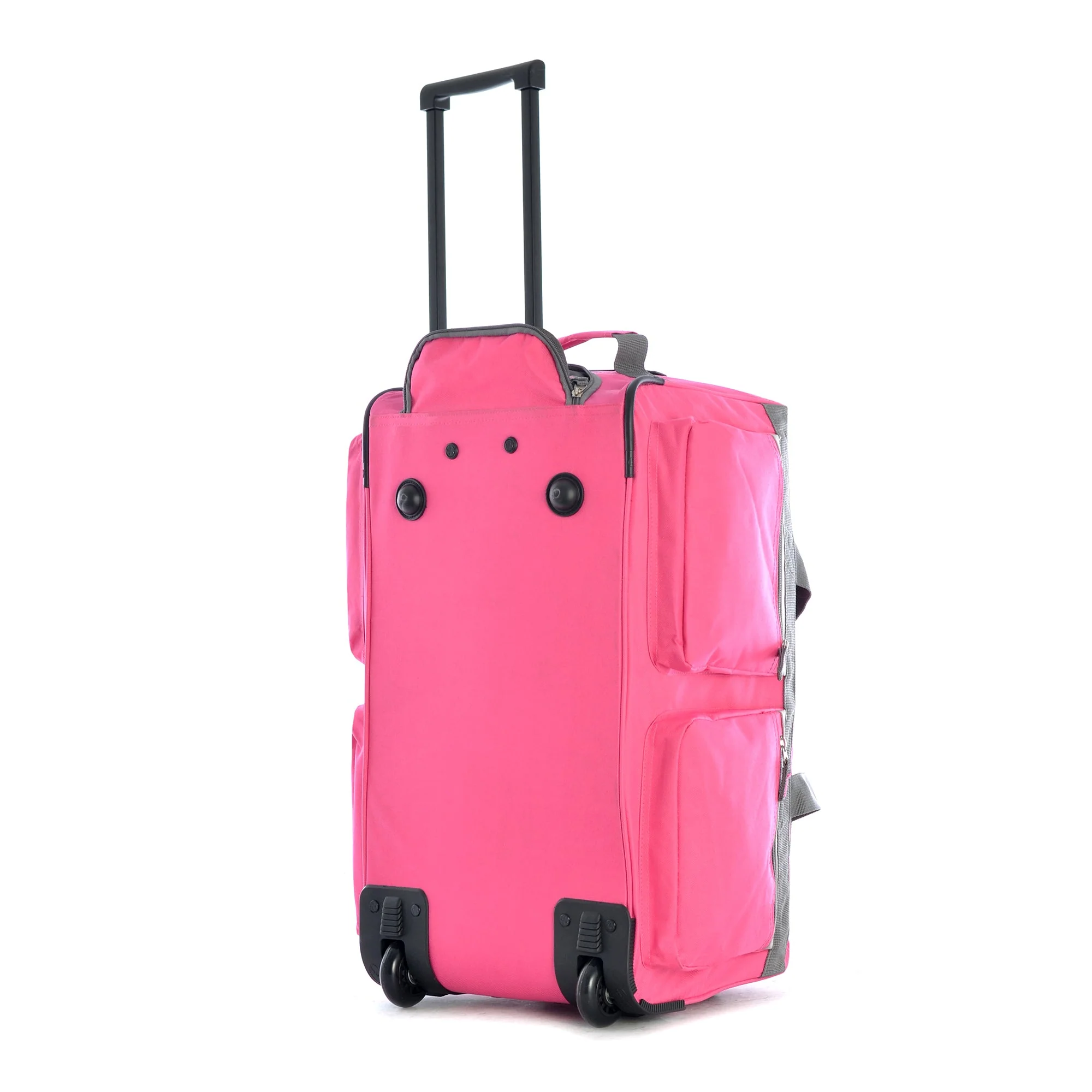 Olympia 22 Inch 8 Pocket Rolling Duffel Bag with Retractable Handle, Hot Pink - Image 3