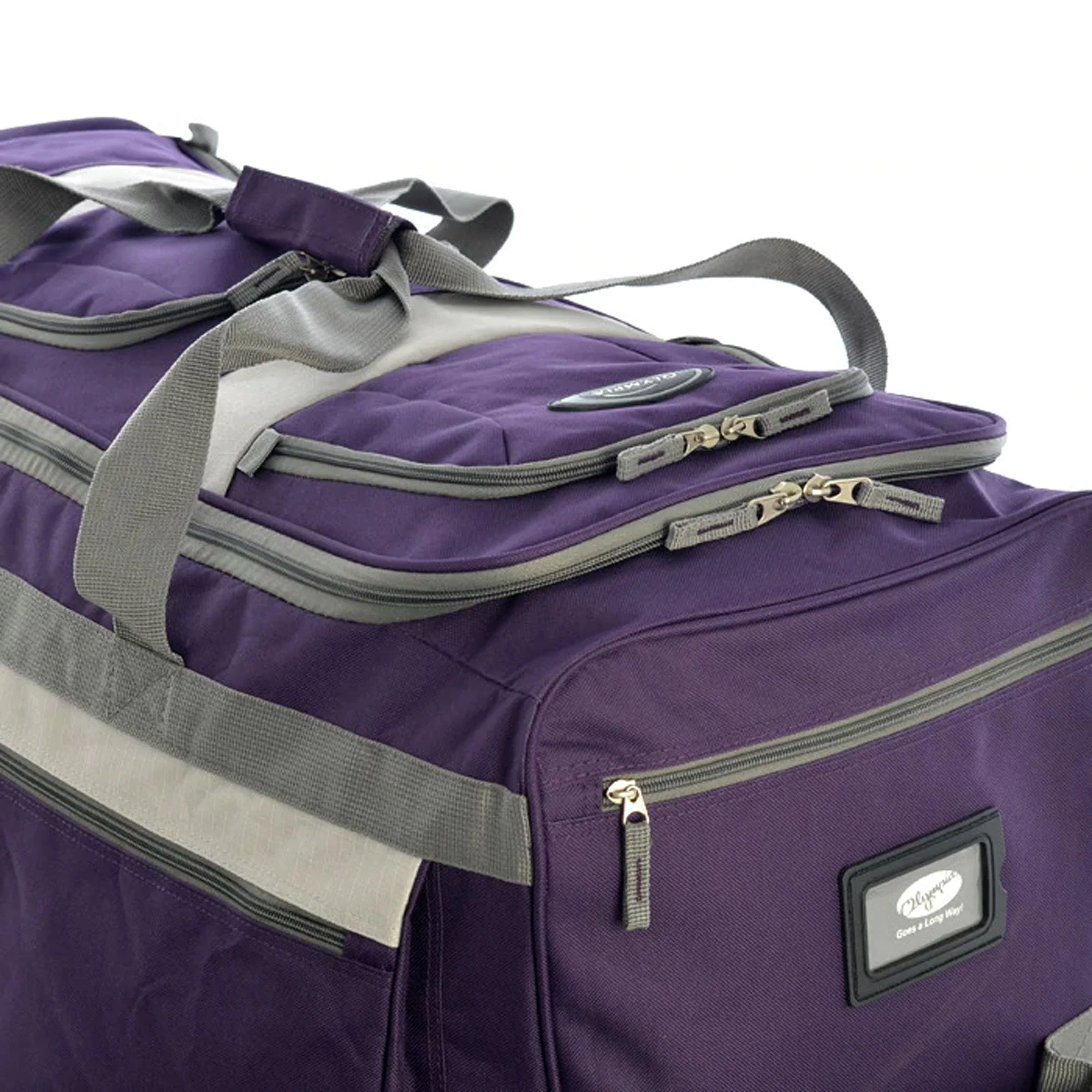 Olympia 33 Inch 8 Pocket U Shape Rolling Duffel Bag with Handle, Dark Lavender - Image 10