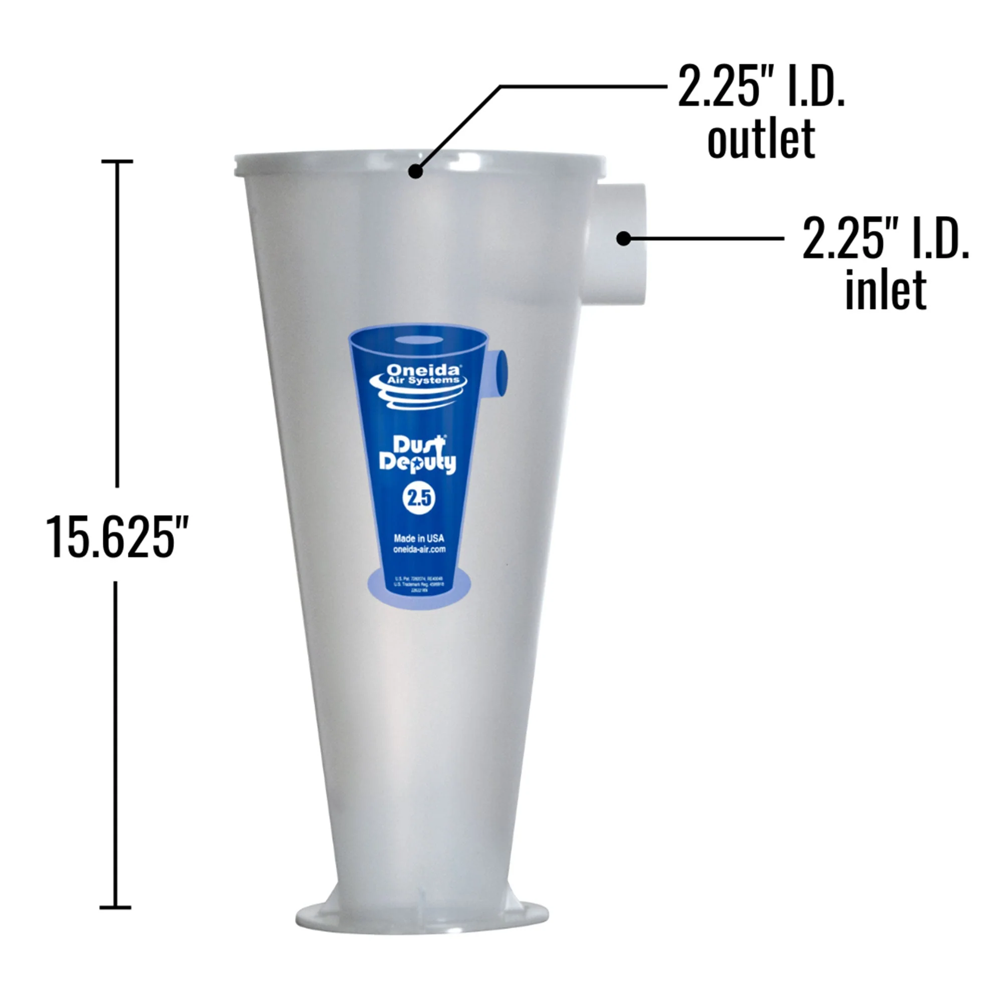 Oneida Air Systems Dust Deputy 2.5 DIY Cyclone Separator, Accessory Only, Clear - Image 8