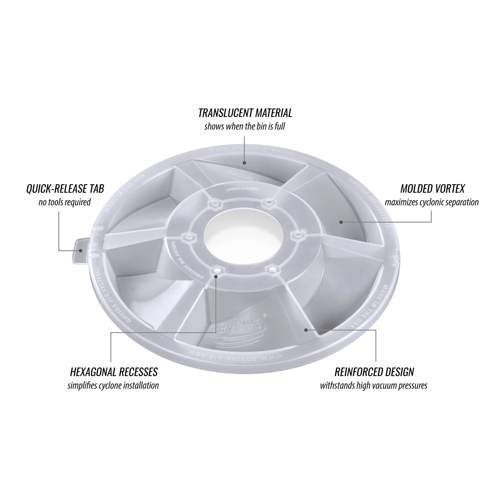 Oneida Air Systems Dust Deputy 2.5 Sturdy Deluxe All Clear Cyclone Separator Kit - Image 6