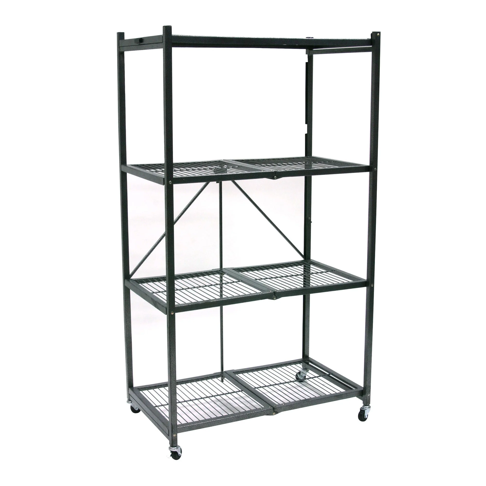 Origami 4 Tier Folding Storage Rack w/ Set of 4 Magnetic Wire Shelf Liners, Gray - Image 2