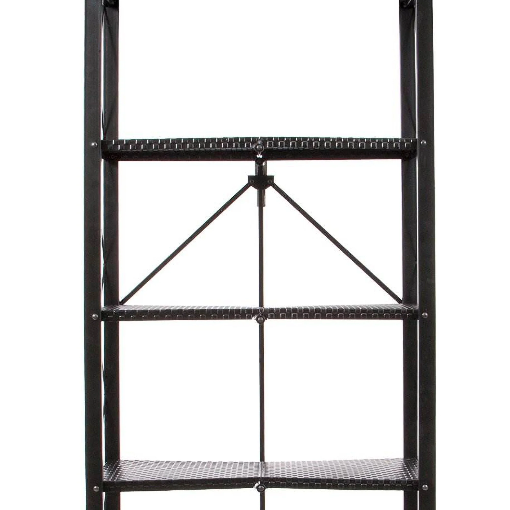 Origami 6 Tier Classic Stamped Steel Bookcase Organizer Storage Rack, Black - Image 7