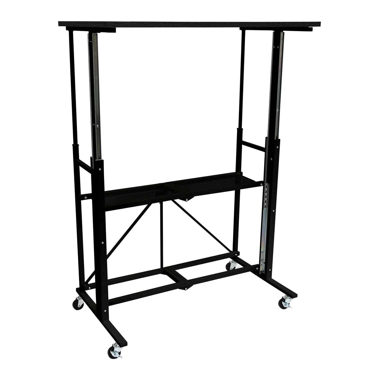 Origami Up Down Adjustable Sitting Standing Workstation Desk w/ Wheels, Black - Image 4