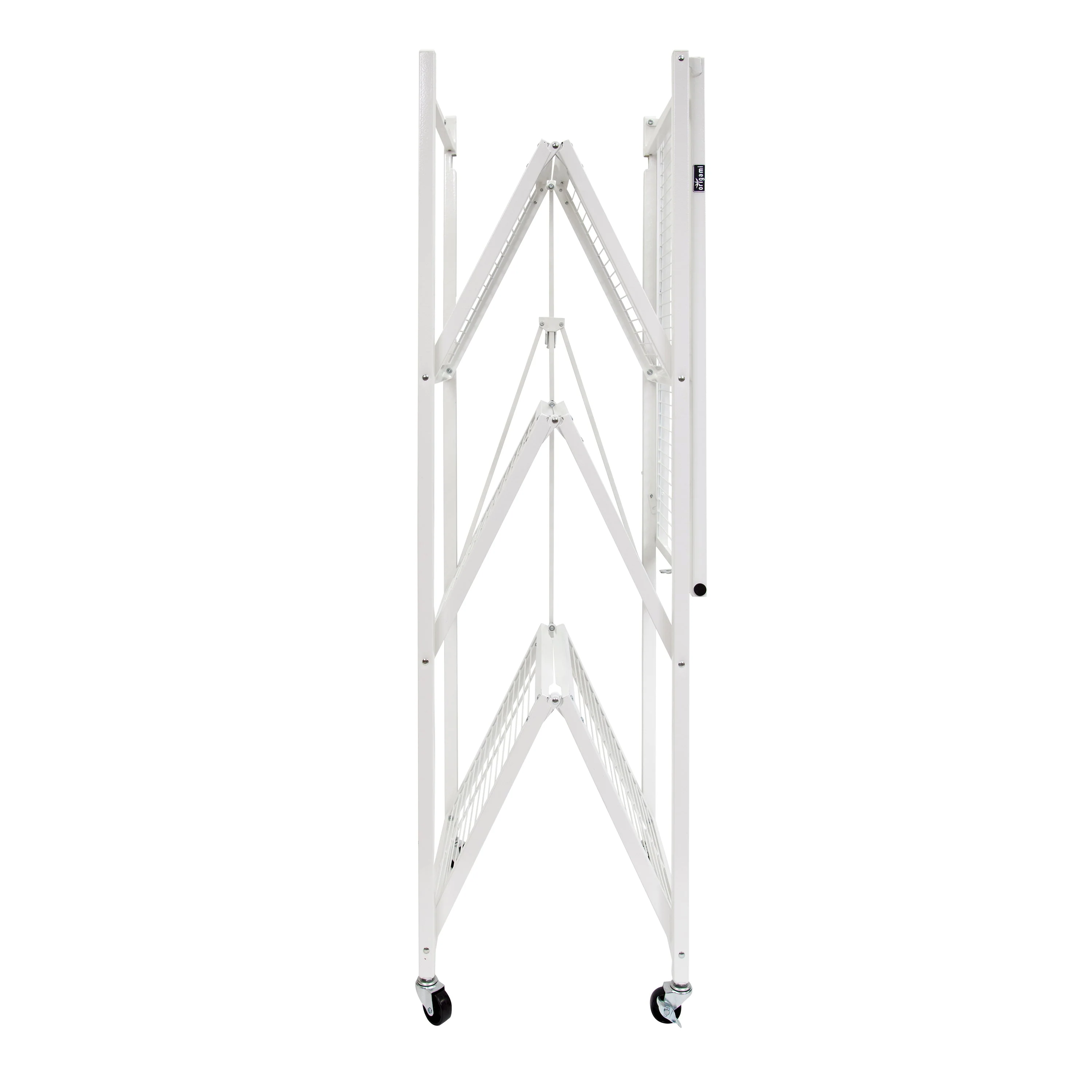 Origami Wheeled 4-Shelf Folding Steel Wire Shelving, White (21" x 36" x 60") - Image 9