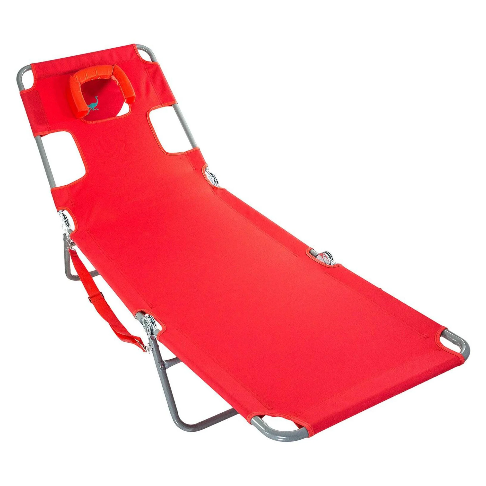 Ostrich Chaise Folding Beach Lounger & On Your Back Reclining Lawn Chair, Red - Image 2