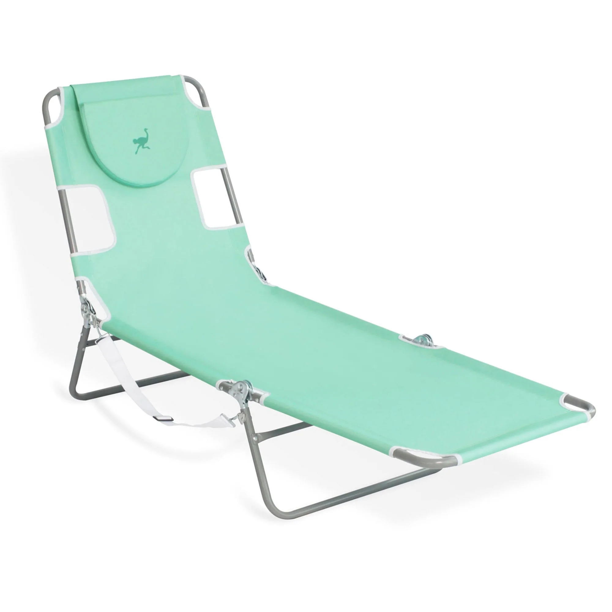 Ostrich Chaise Lounge Folding Sunbathing Recliner Beach Chair, Teal (4 Pack) - Image 2