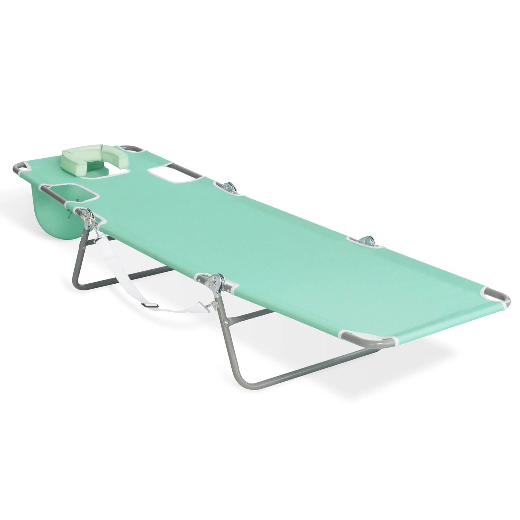 Ostrich Chaise Lounge Folding Sunbathing Recliner Beach Chair, Teal (4 Pack) - Image 3