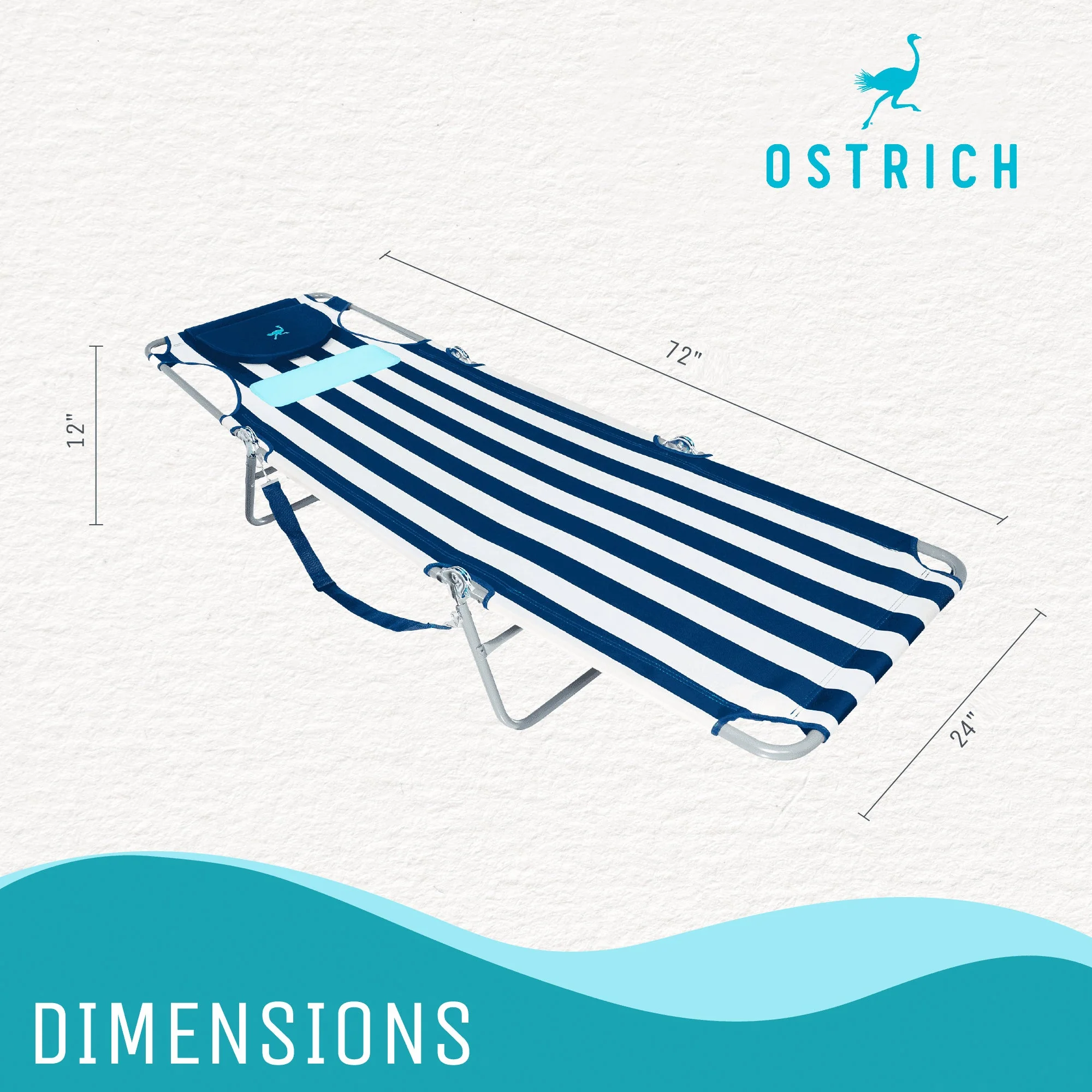 Ostrich Ladies Comfort Lounger Chair & On Your Back Beach Chair, Striped Blue - Image 4