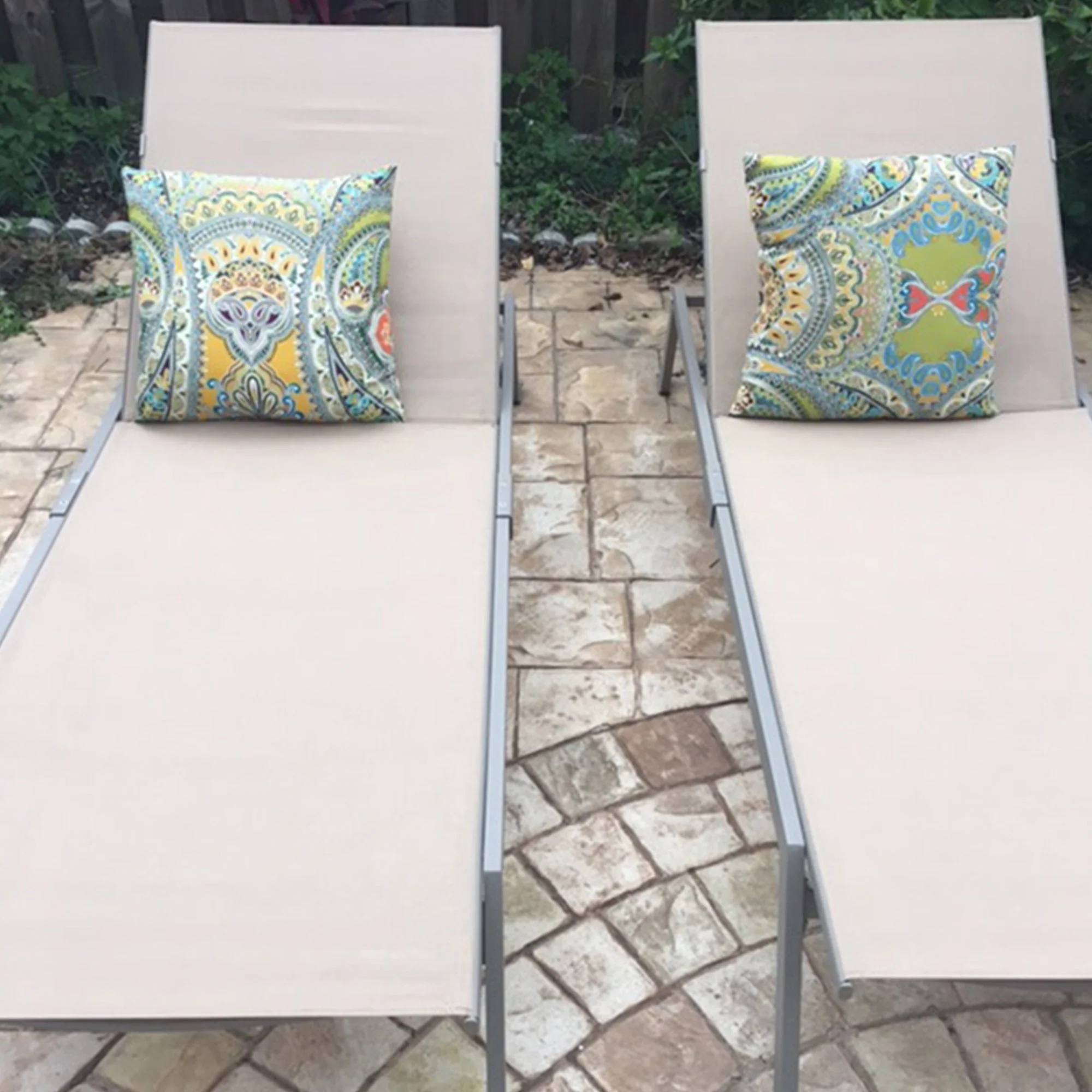 Ostrich Princeton Adult Outdoor Chaise Lounge Chairs with Wheels, Tan (4 Pack) - Image 5