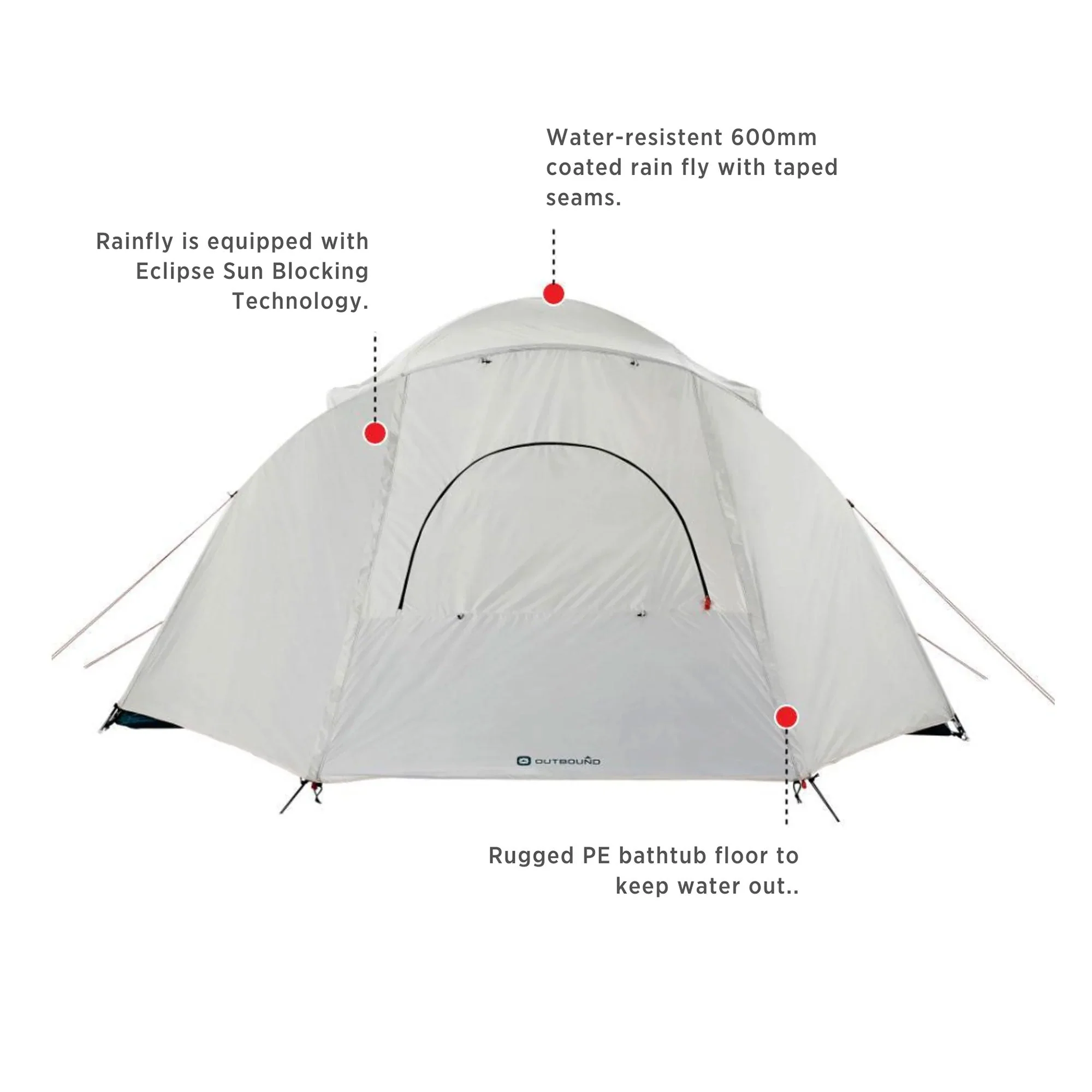 Outbound 8 Person 3 Season Camping Black-Out Dome Tent with Rainfly, Gray/White - Image 4