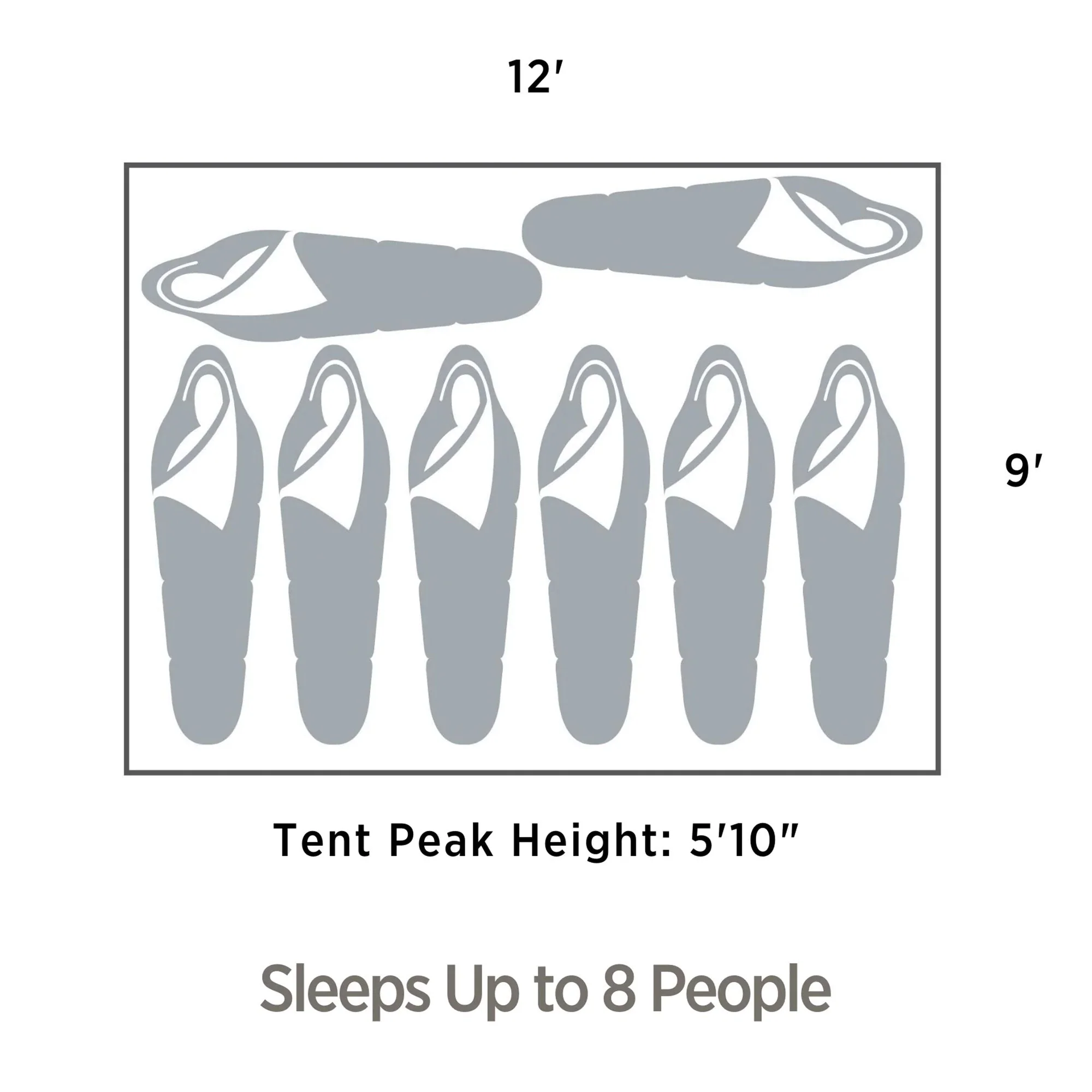 Outbound 8 Person 3 Season Camping Black-Out Dome Tent with Rainfly, Gray/White - Image 6