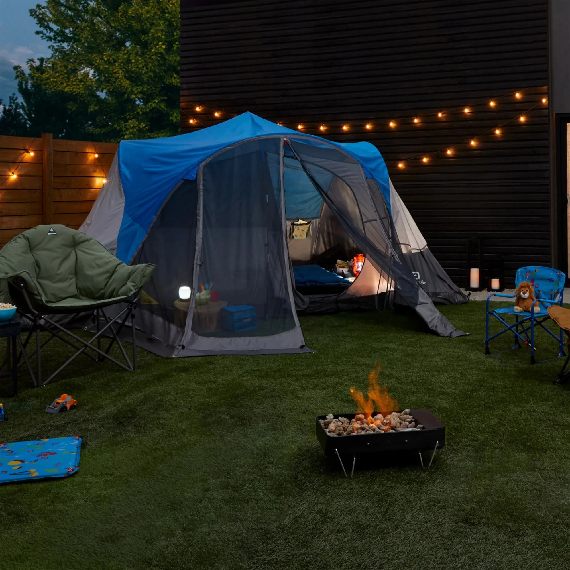 Outbound 8 Person 3 Season Easy Up Camping Dome Tent with Rainfly & Porch, Blue - Image 6