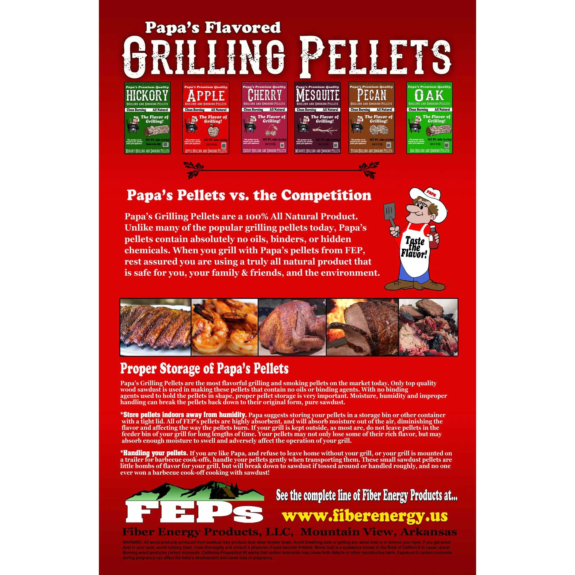 Papa's Premium Apple Wood Grilling Smoking Pellets with Low Ash Red & White Oak - Image 2