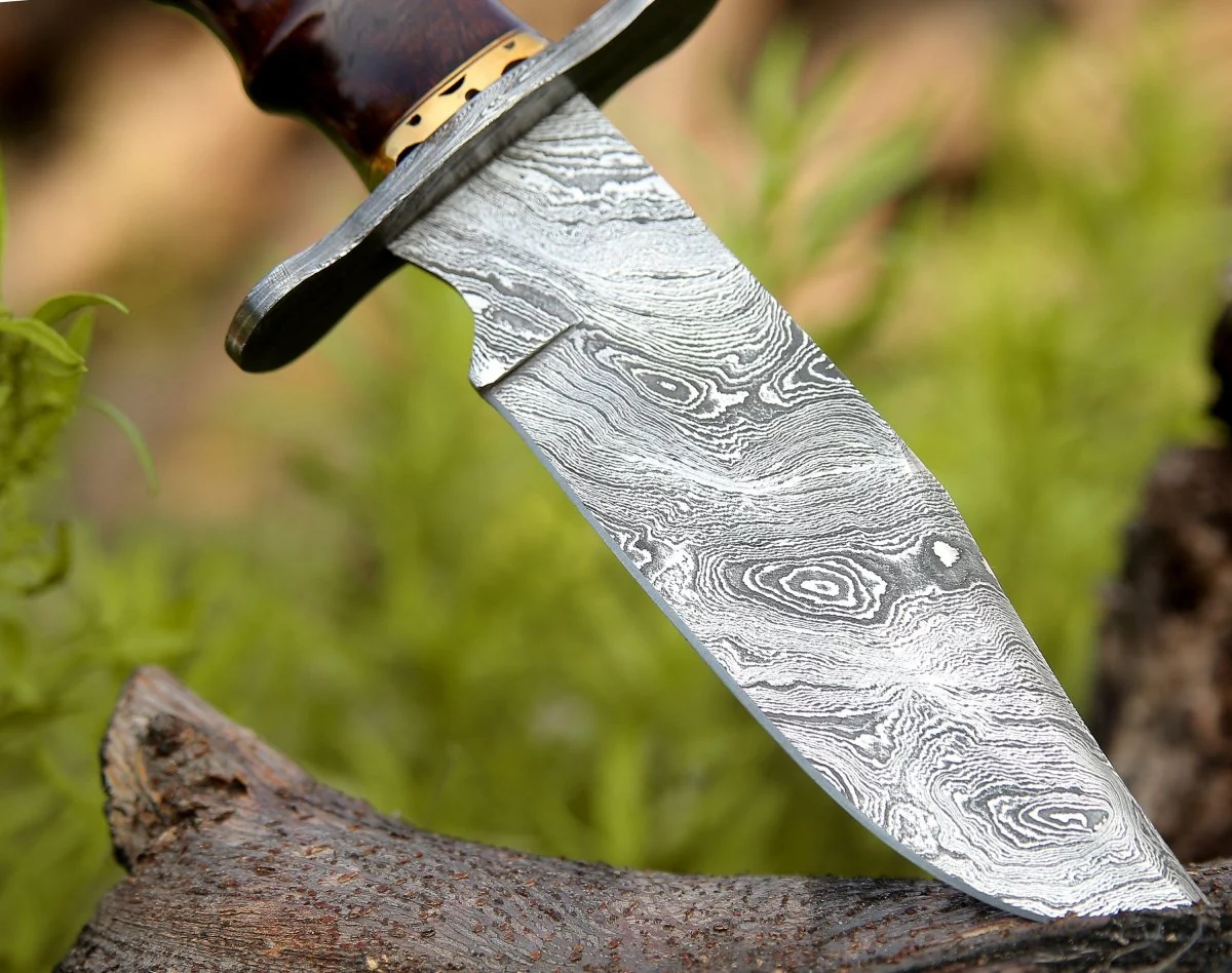 Paragon Damascus Bowie Knife with Exotic Rosewood Handle - Image 6