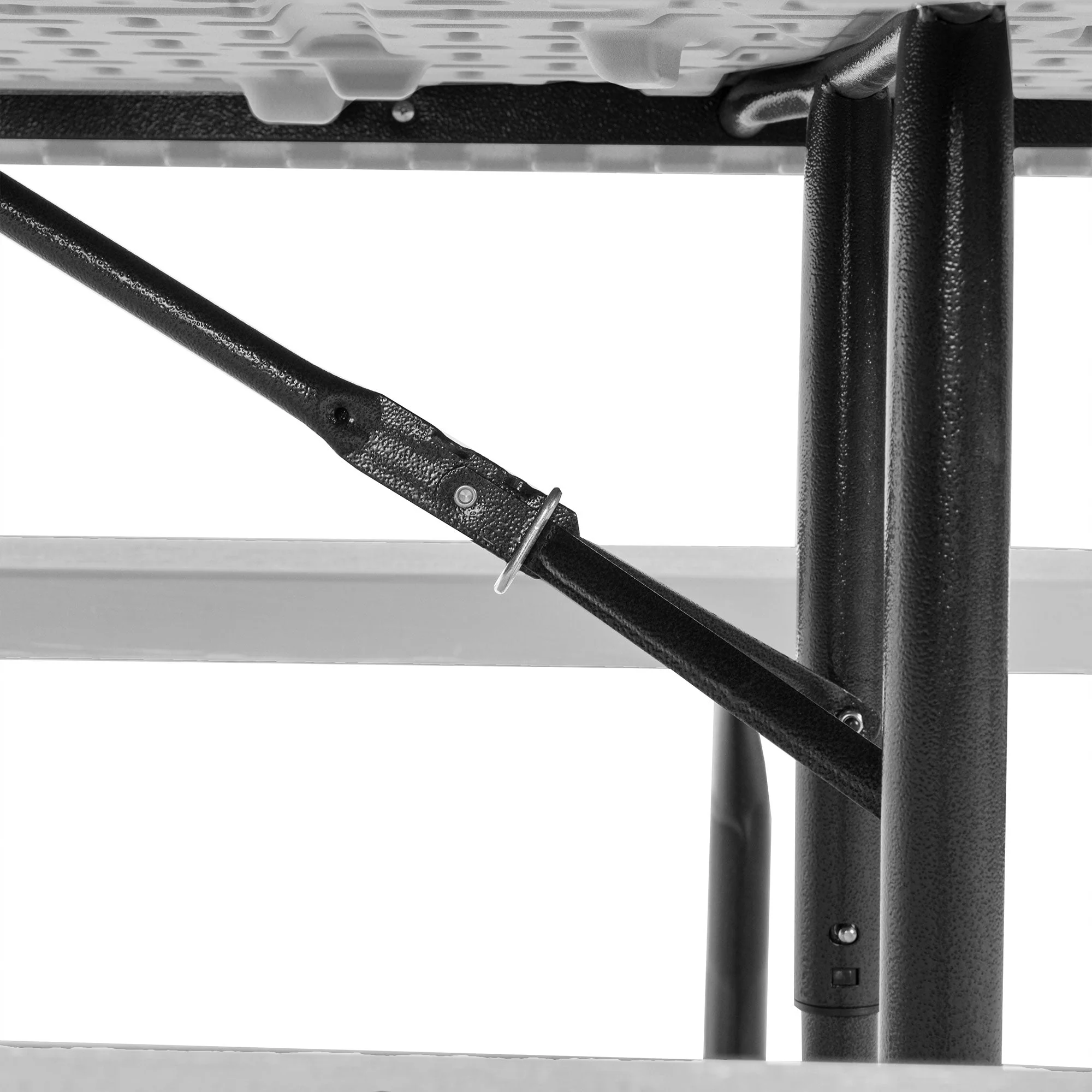 Peakform 6 Foot Rectangular Picnic Table, Double Bench Wood Grain Seating, White - Image 6