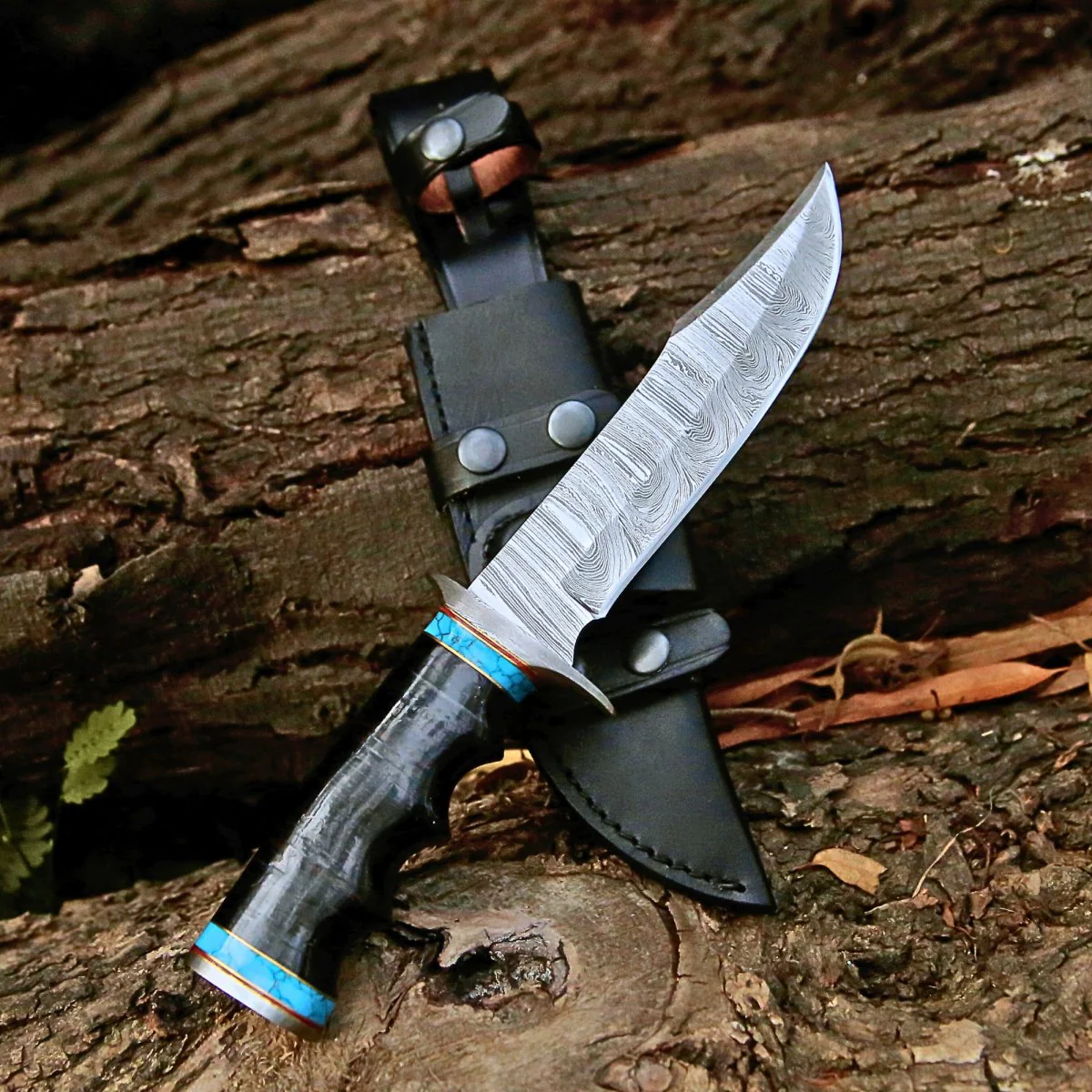 Phantom Hunting & Survival Bowie Knife with Stacked Leather Handle - Image 6