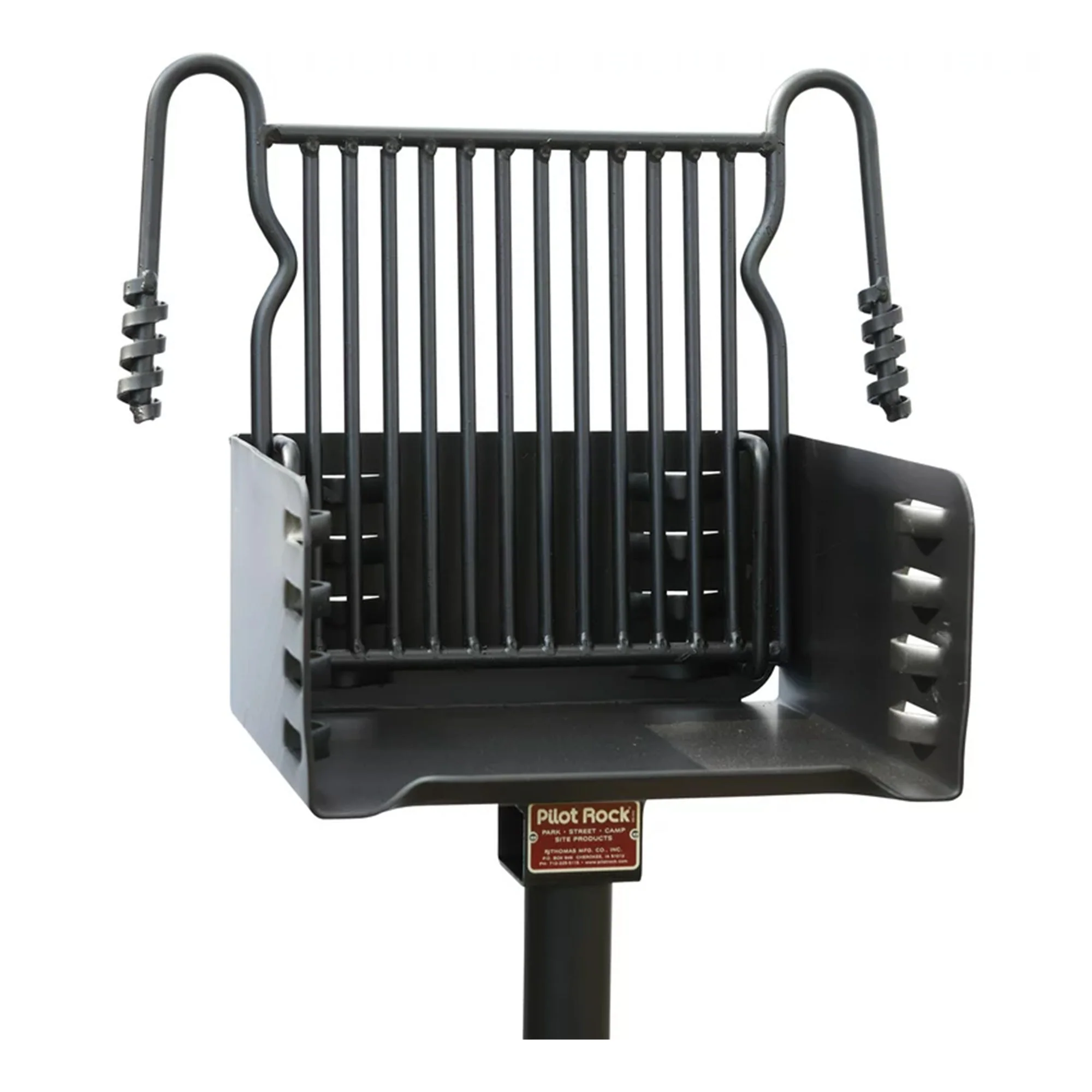 Pilot Rock Park Style Steel Outdoor BBQ Charcoal Grill and Post, Black (3 Pack) - Image 11