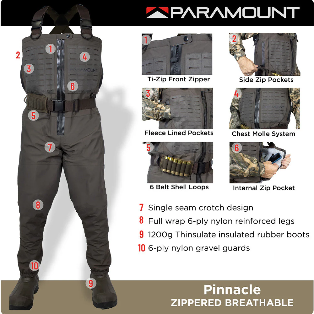 PINNACLE Zippered Breathable Camo Wader 1200g - Image 11