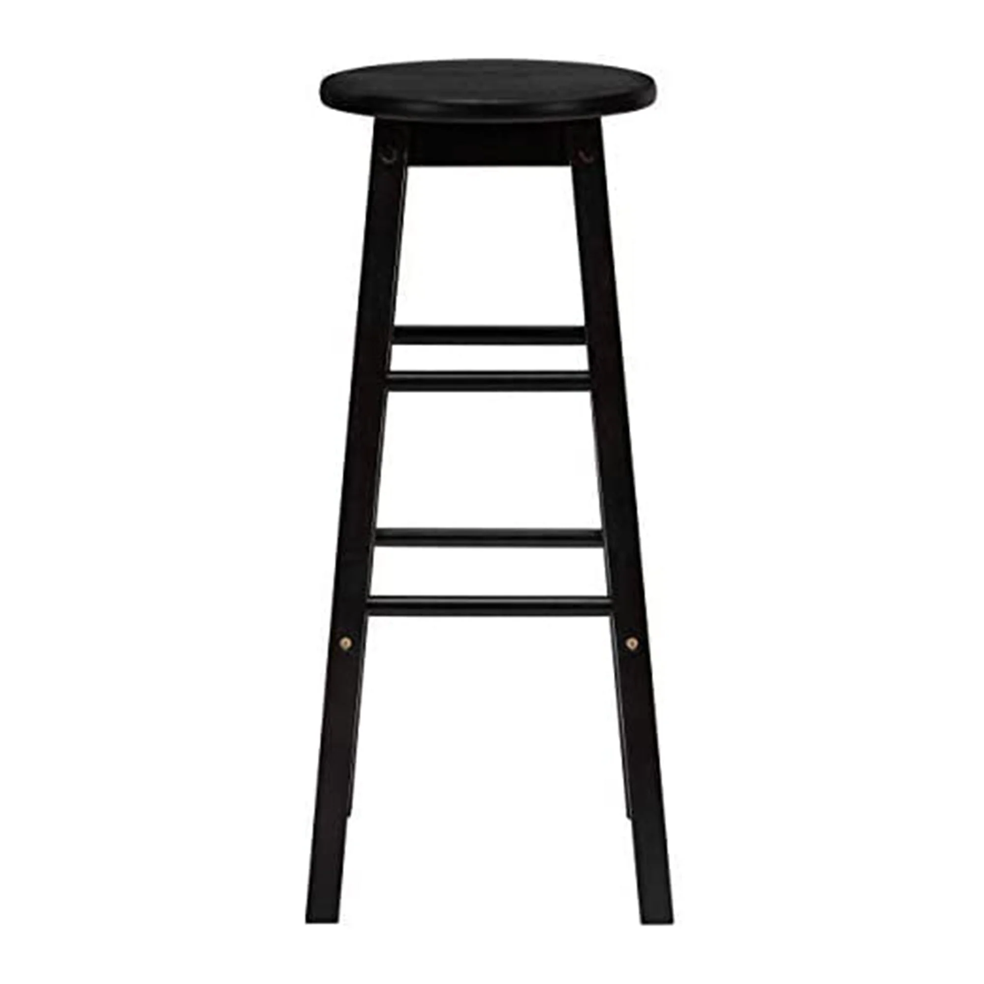 PJ Wood Classic Round Seat 24 Inch Kitchen and Counter Stools, Black (6 Pack) - Image 4