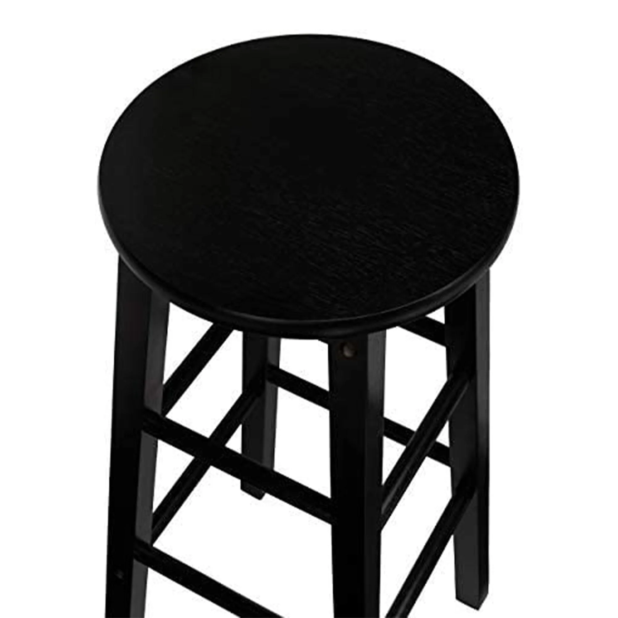PJ Wood Classic Round-Seat 24 Inch Kitchen and Counter Stools, Black, Set of 2 - Image 7