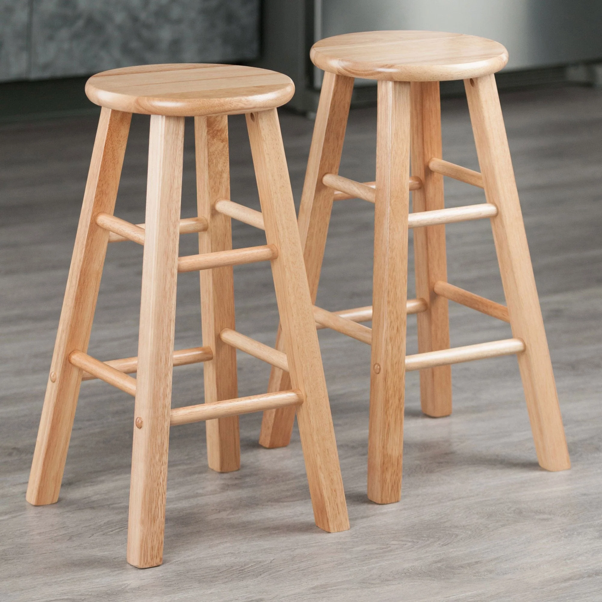 PJ Wood Classic Round Seat 24" Tall Kitchen Counter Stools, Natural (Set of 10) - Image 8