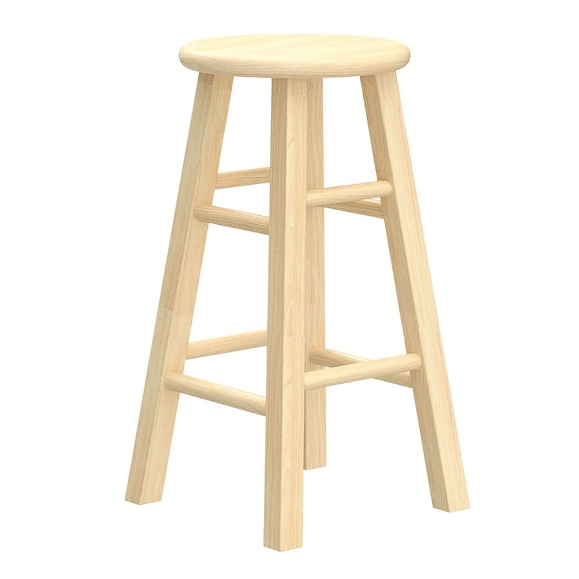 PJ Wood Classic Round Seat 24" Tall Kitchen Counter Stools, Natural (Set of 6) - Image 5