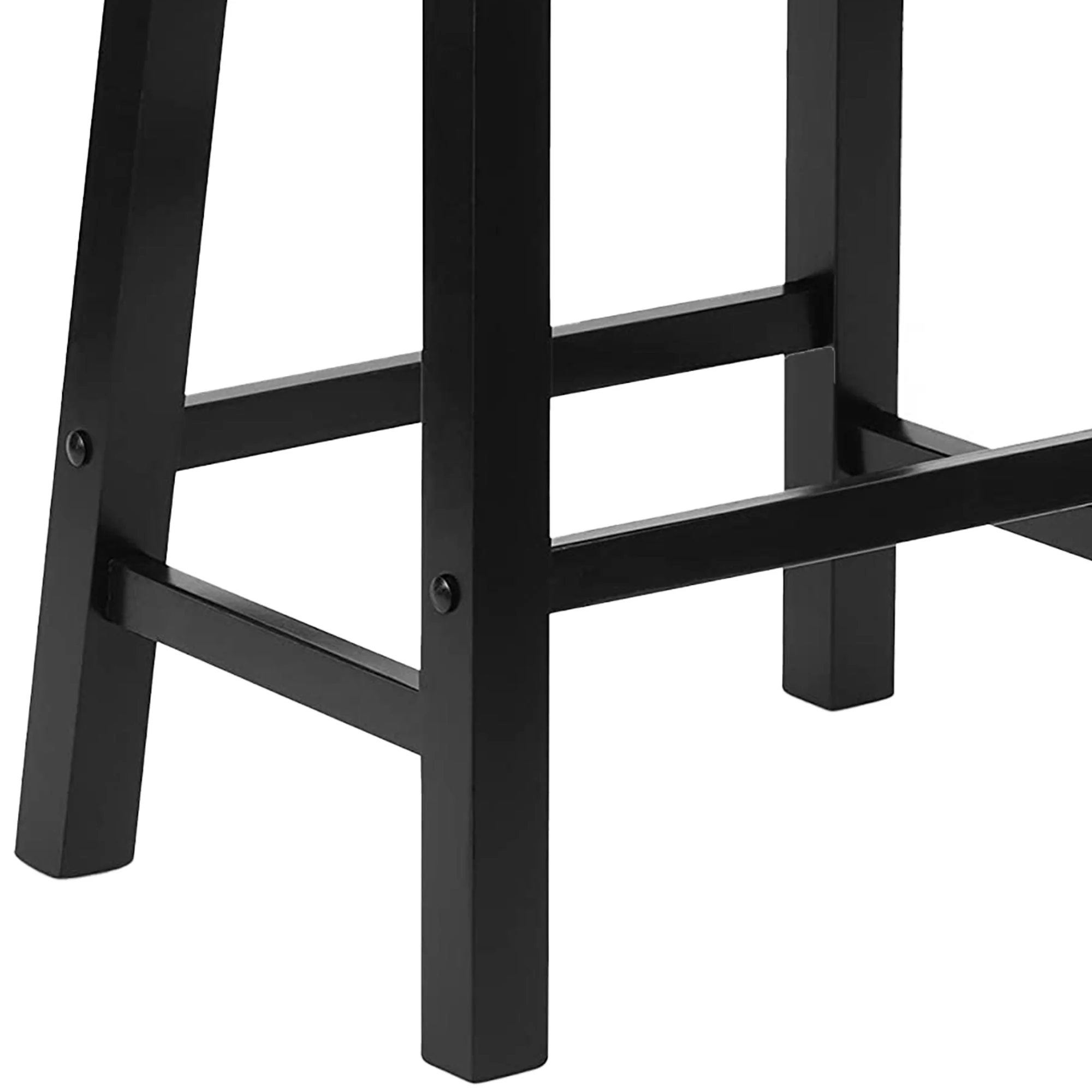 PJ Wood Classic Saddle Seat 24 Inch Kitchen Bar Counter Stool, Black (5 Pack) - Image 5