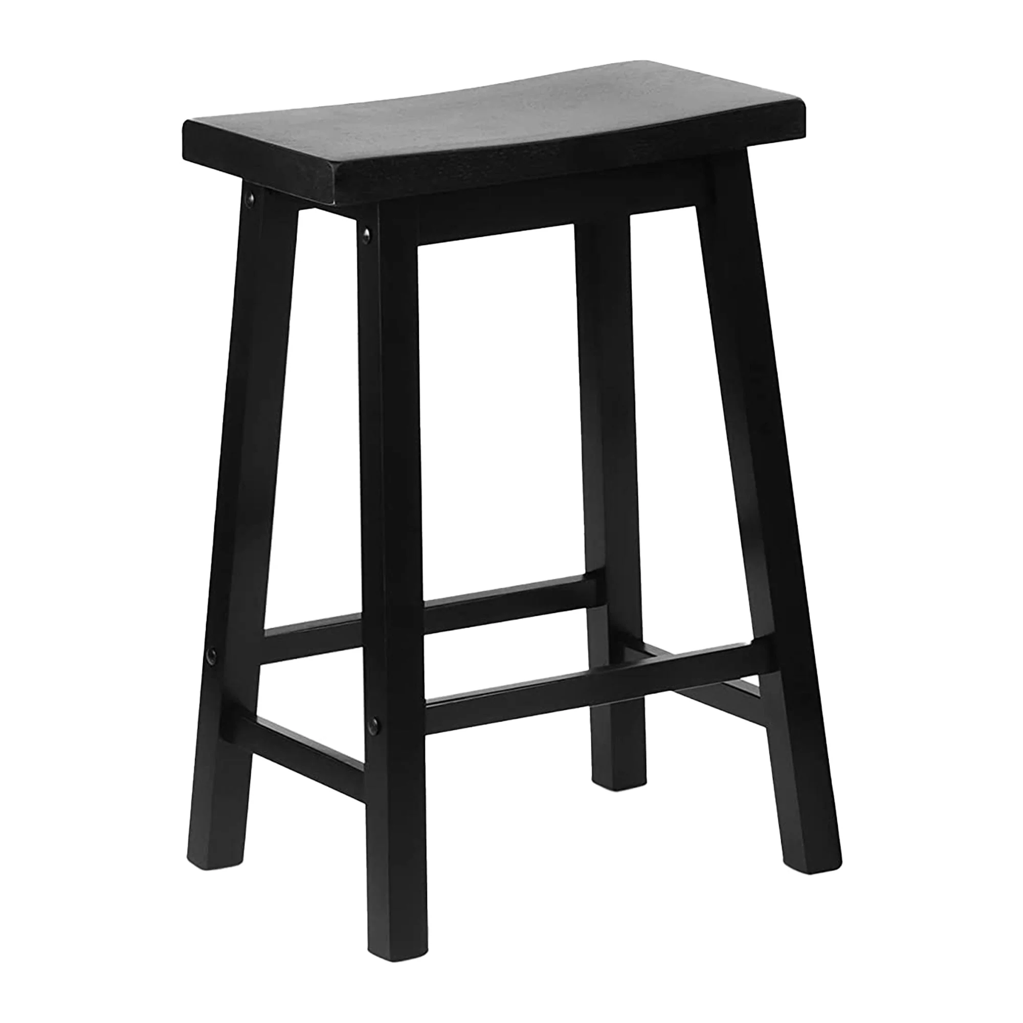 PJ Wood Classic Saddle Seat 24" Tall Kitchen Counter Stools, Black (Set of 8) - Image 3
