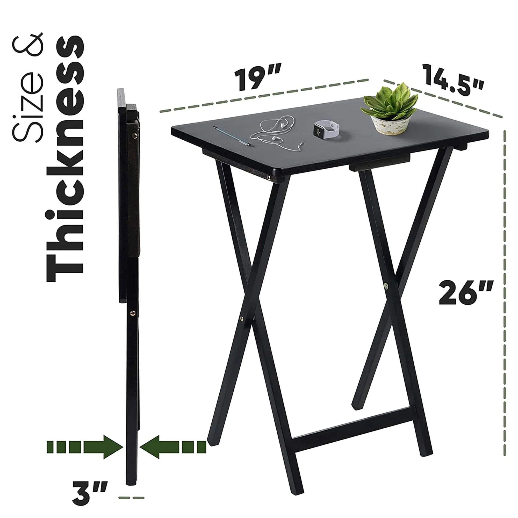 PJ Wood Folding Portable TV Snack Tray Table w/Compact Storage Rack, (Set of 7) - Image 12