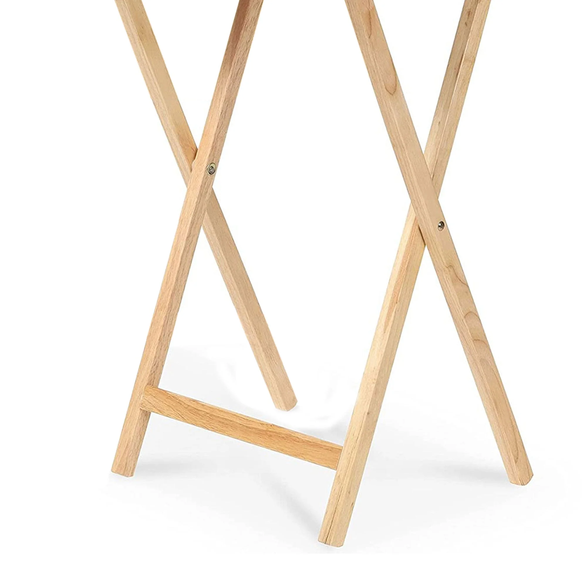 PJ Wood Folding Portable TV Snack Tray Table with Natural Finish, 2 Piece Set - Image 11